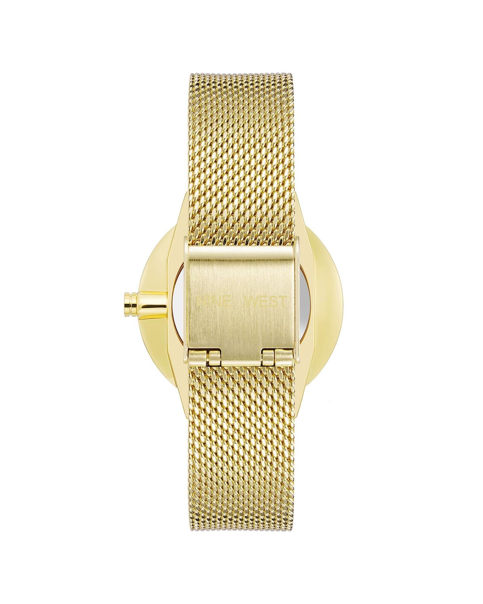 Gold Bangle Quartz Watch with Stainless Steel Mesh Wristband One Size Women