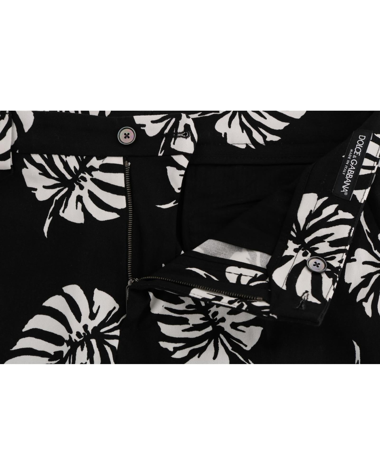 Gorgeous Ankle-Length Slim Fit Casual Pants with Leaf Print 46 IT Men