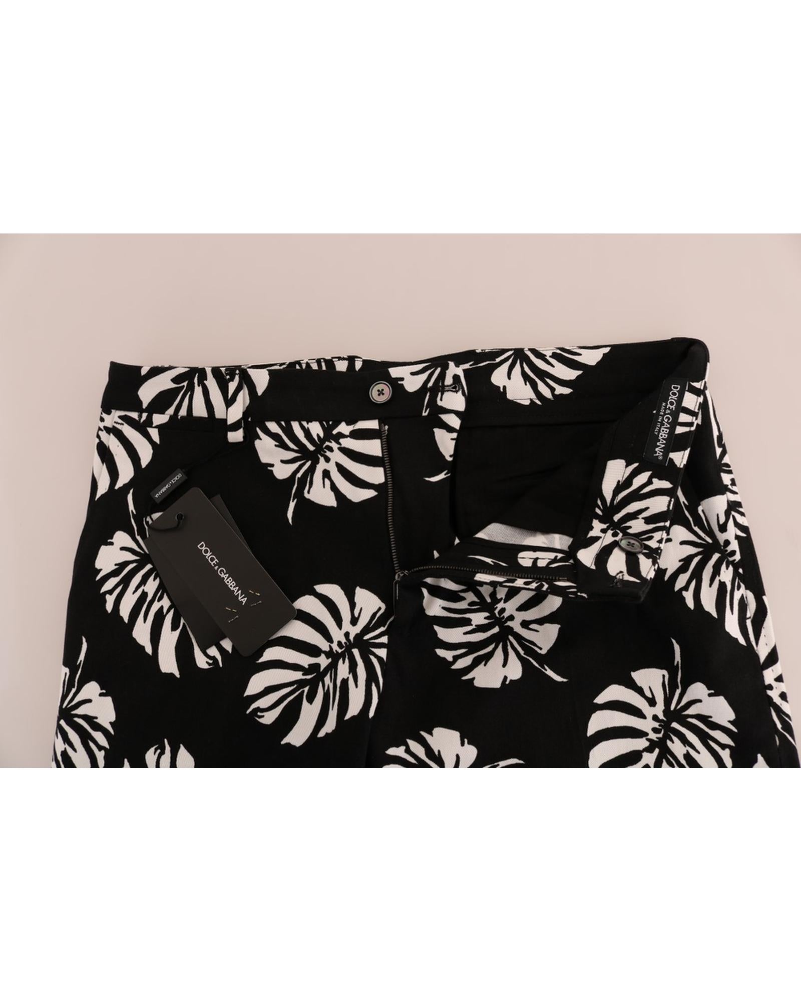 Gorgeous Ankle-Length Slim Fit Casual Pants with Leaf Print 44 IT Men