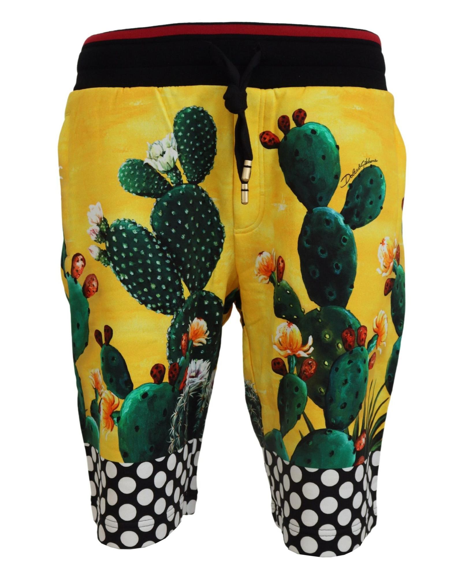Authentic Dolce & Gabbana Multicolor Cactus Print Sweat Shorts 50 IT Men