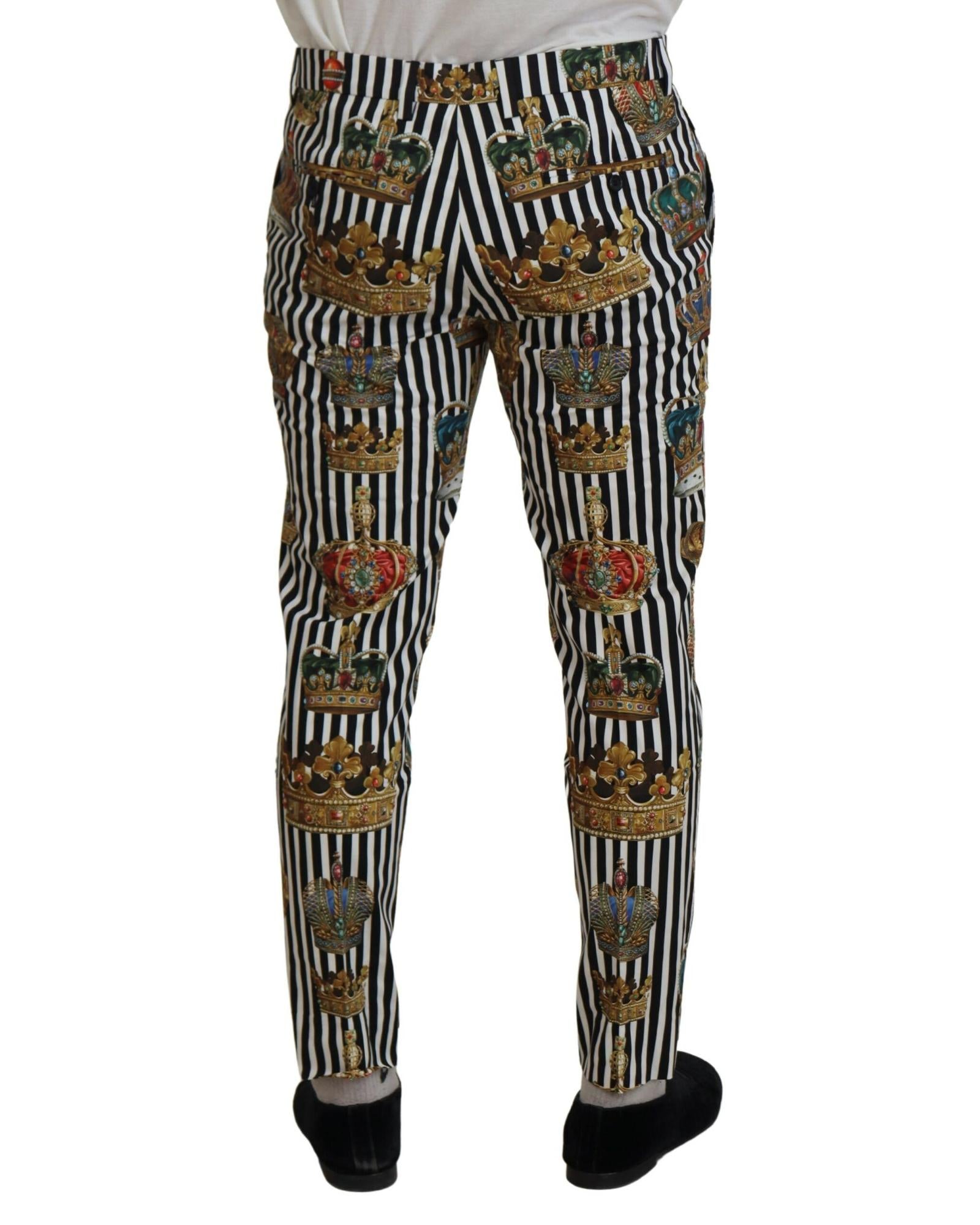 Gorgeous Dolce & Gabbana Chino Pants with Gold Crown Print 44 IT Men
