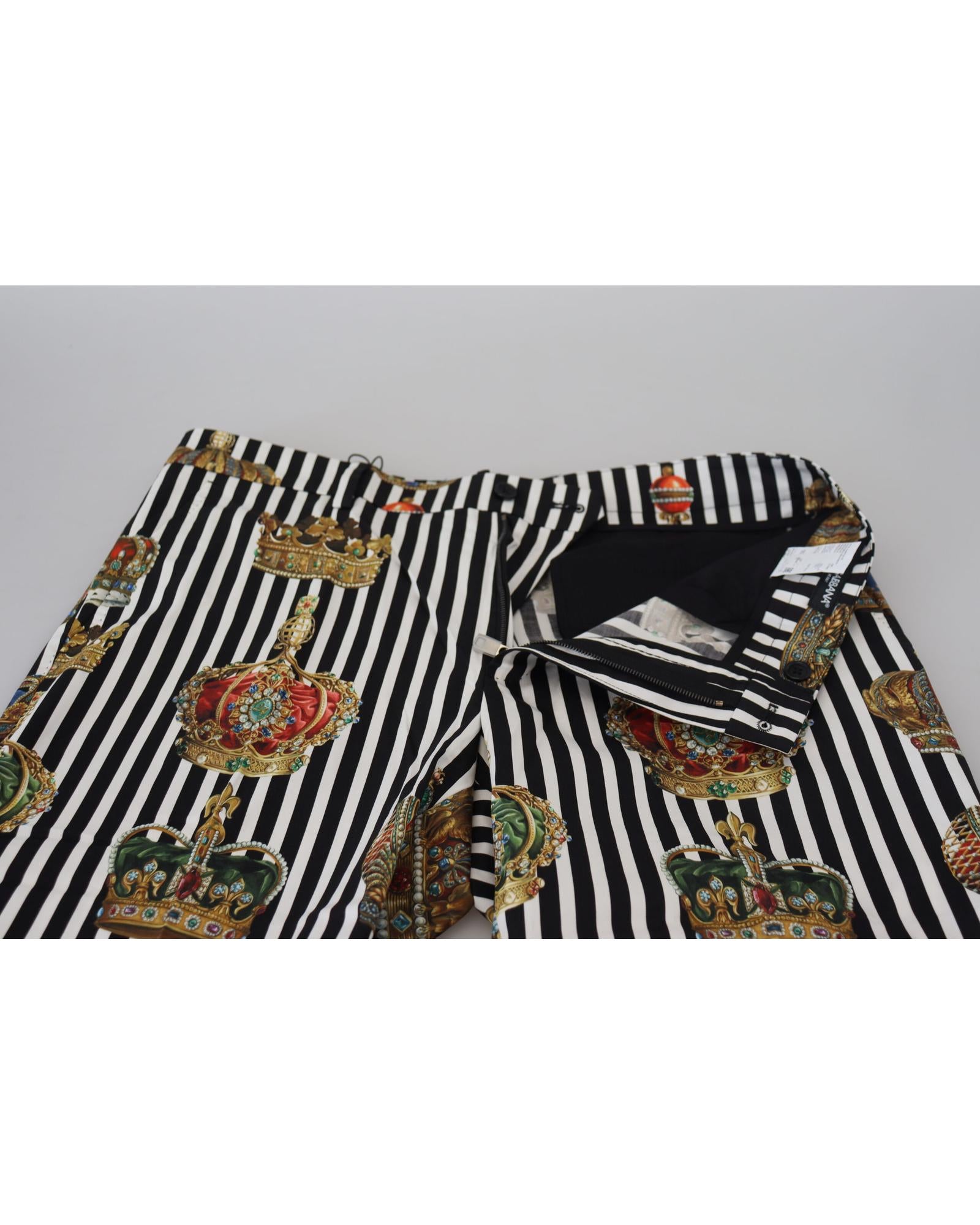 Gorgeous Dolce & Gabbana Chino Pants with Gold Crown Print 46 IT Men