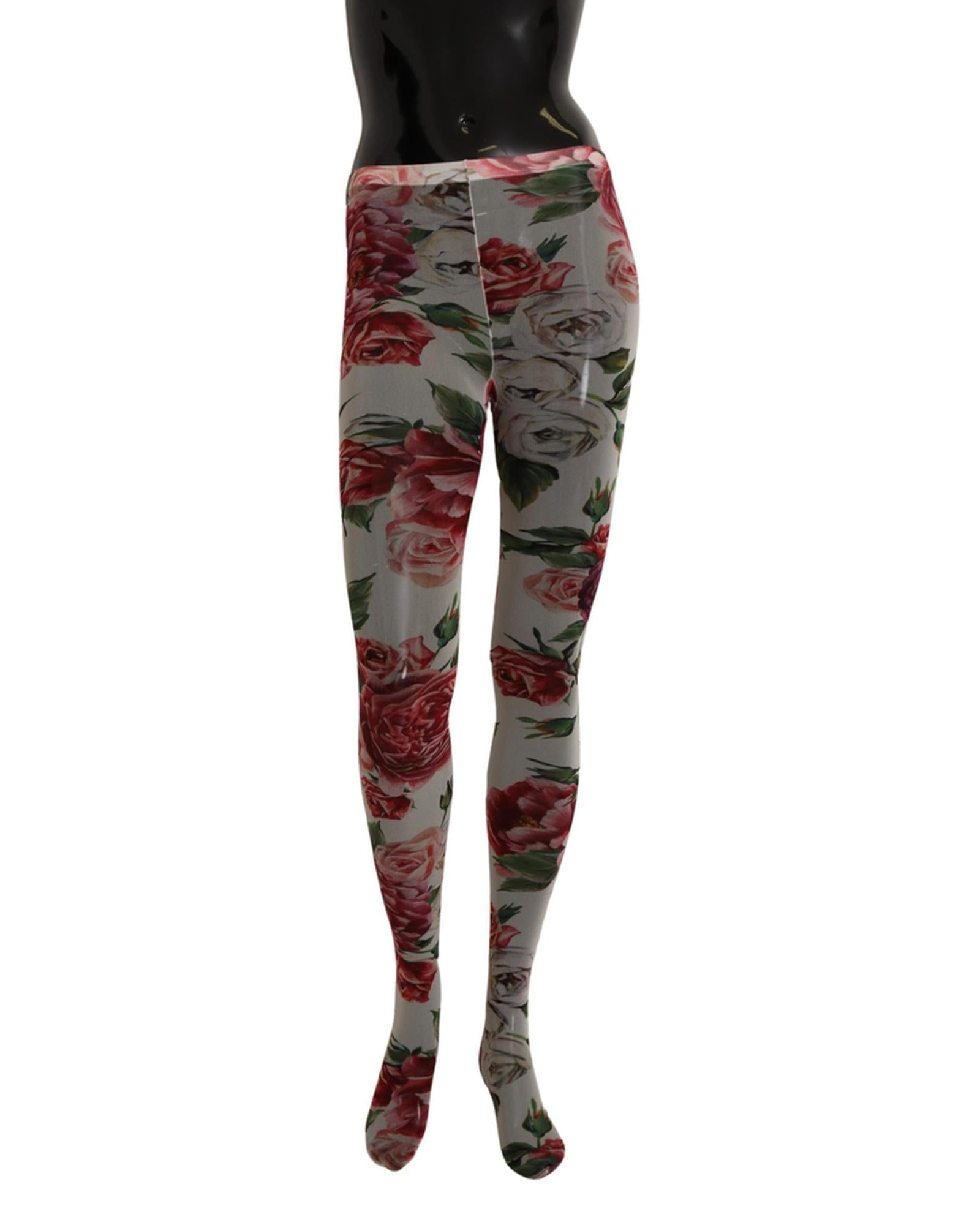 Floral Print Nylon Micro Mesh Tights L Women