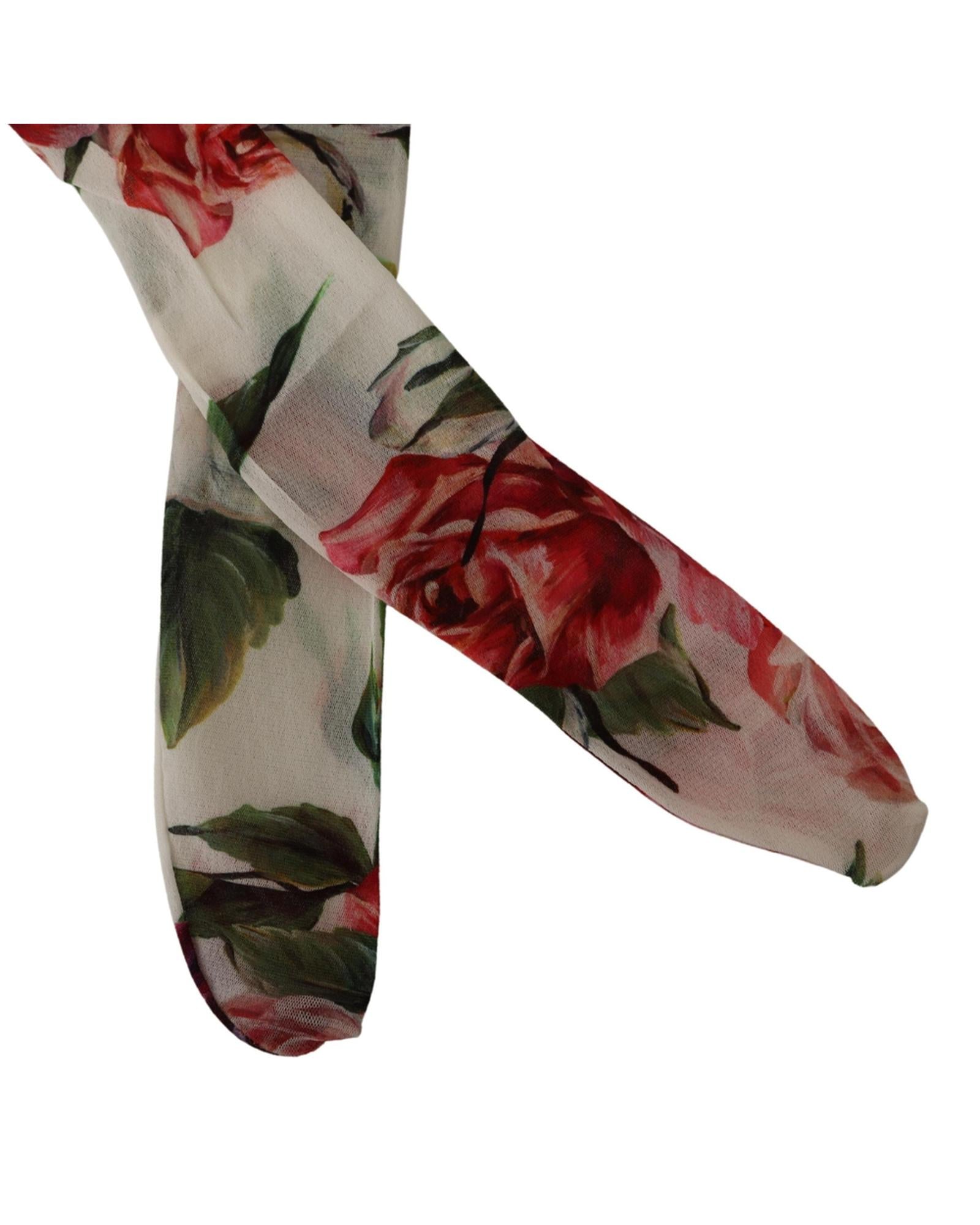 Floral Print Nylon Micro Mesh Tights L Women