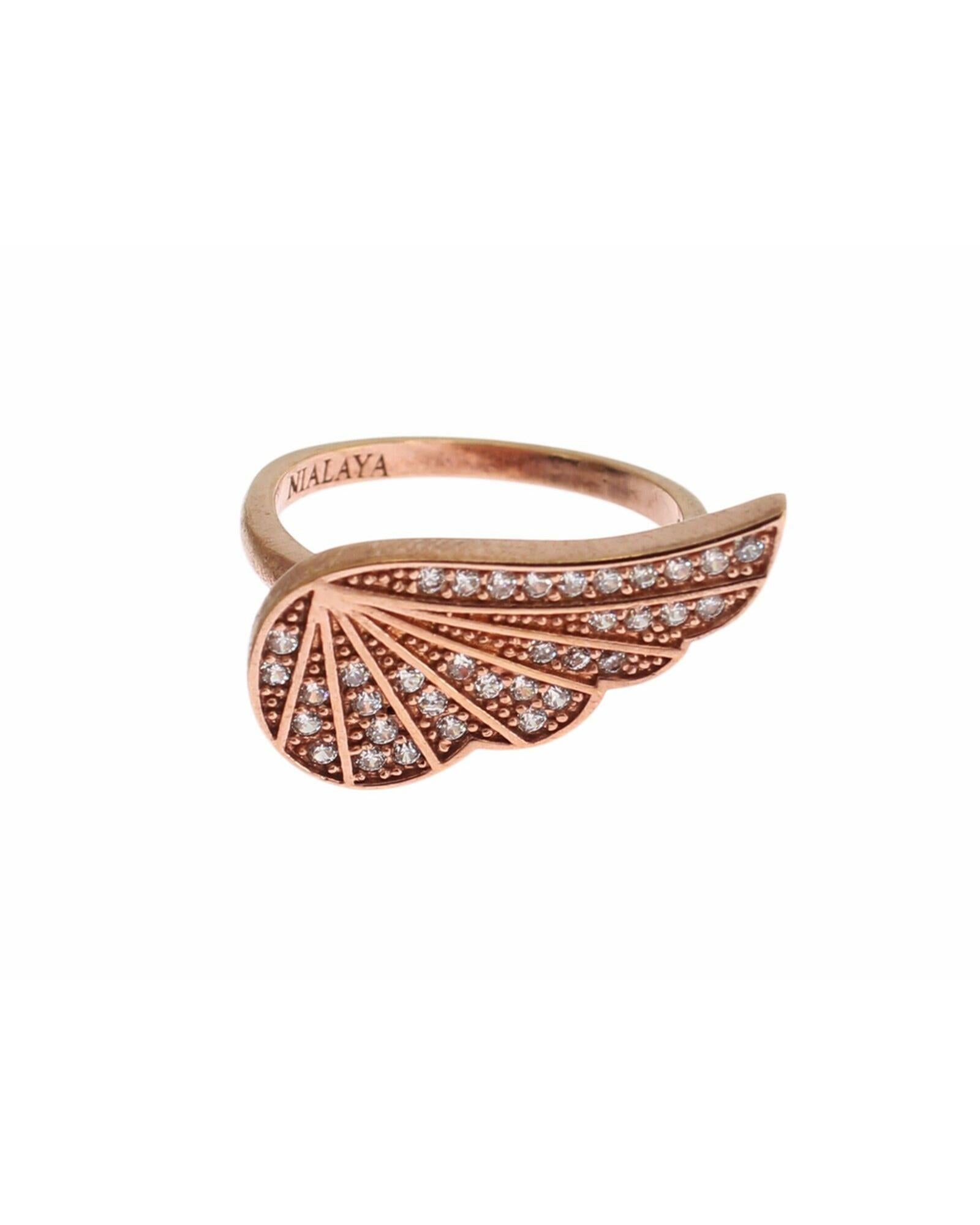Authentic NIALAYA Ring with Pink Gold Plating and Clear CZ Crystals 50 EU Women