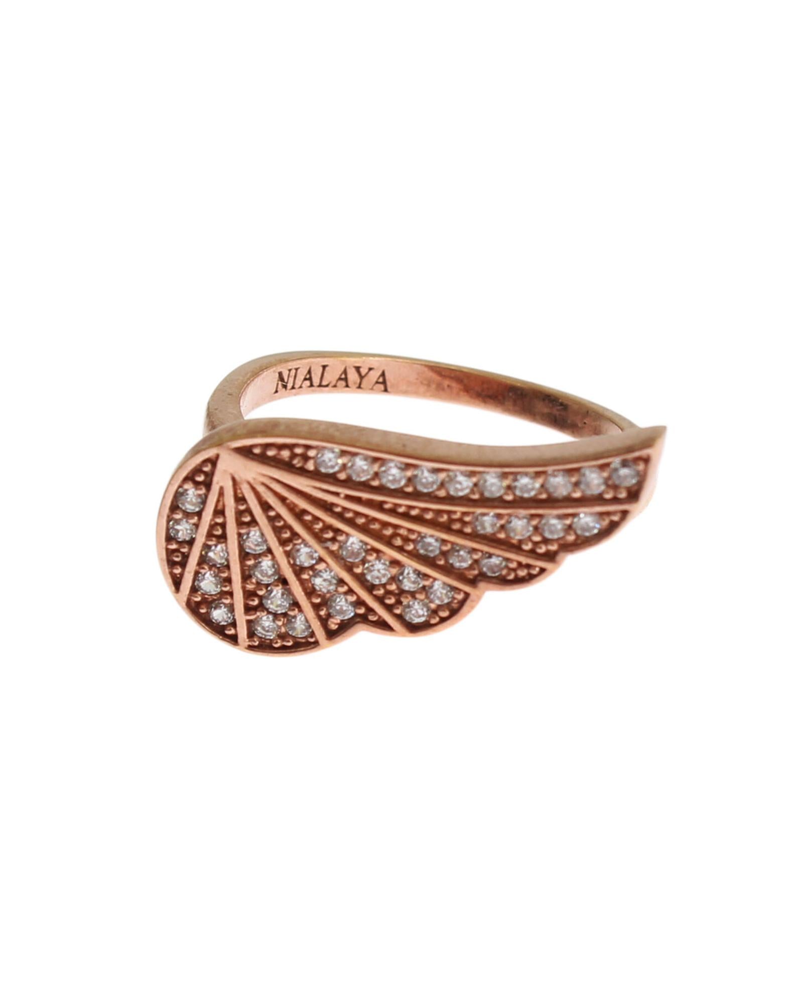 Authentic NIALAYA Ring with Pink Gold Plating and Clear CZ Crystals 52 EU Women