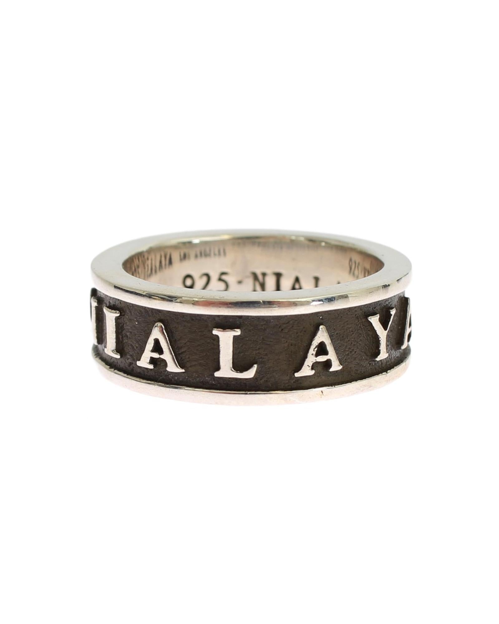 925 Sterling Silver Logo Ring 60 EU Men