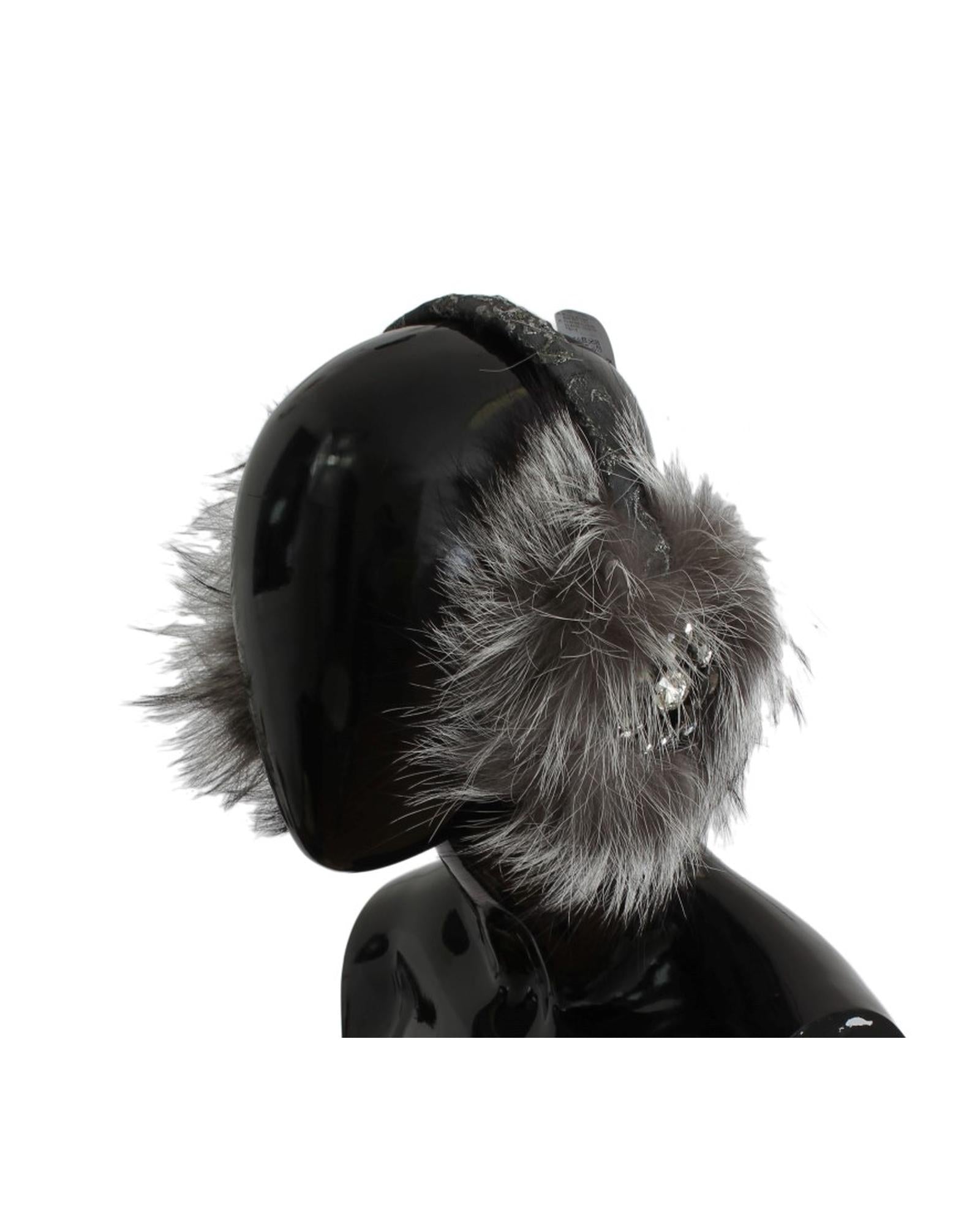 Dolce & Gabbana Crystal Fox Fur Earmuffs One Size Women