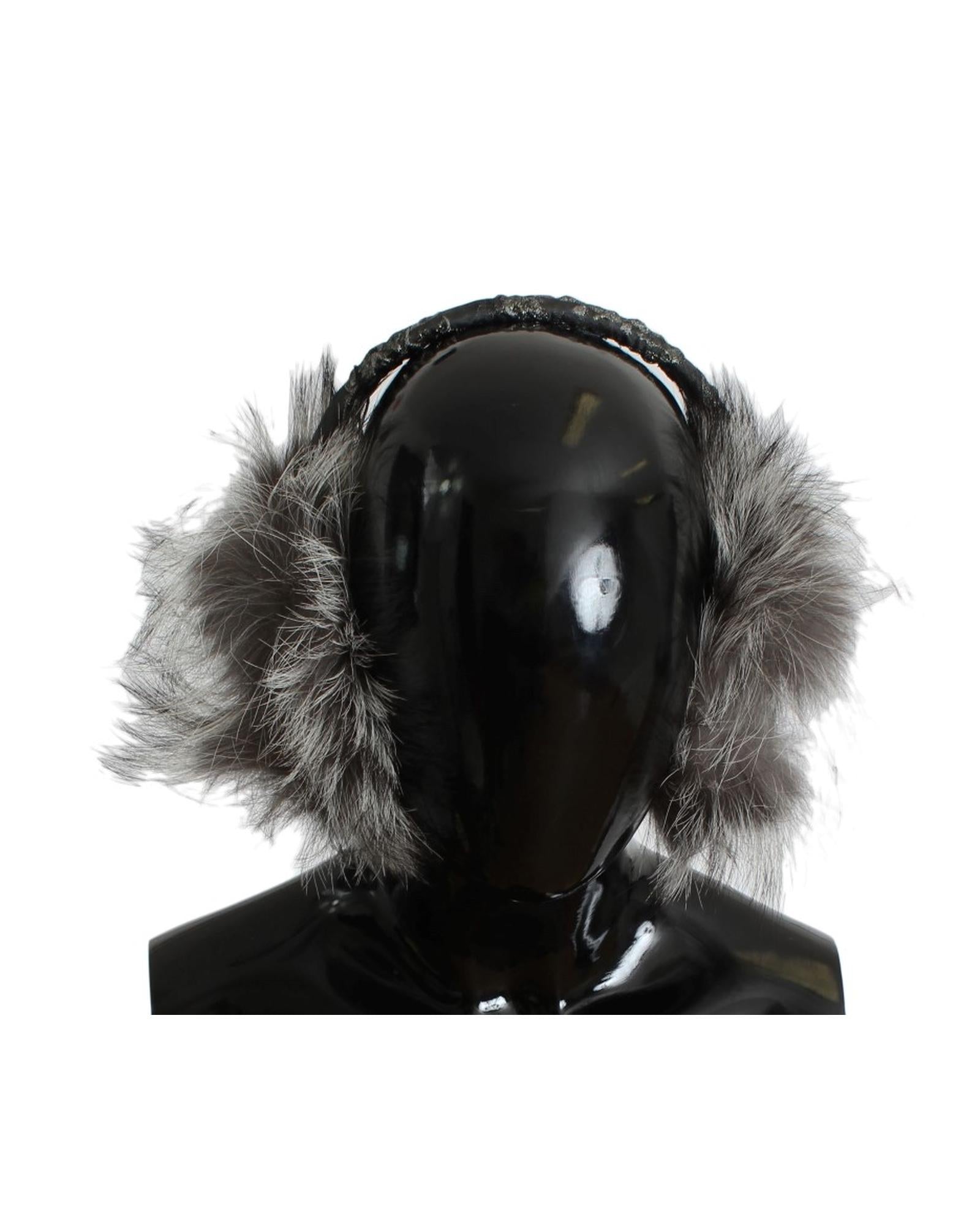Dolce & Gabbana Crystal Fox Fur Earmuffs One Size Women
