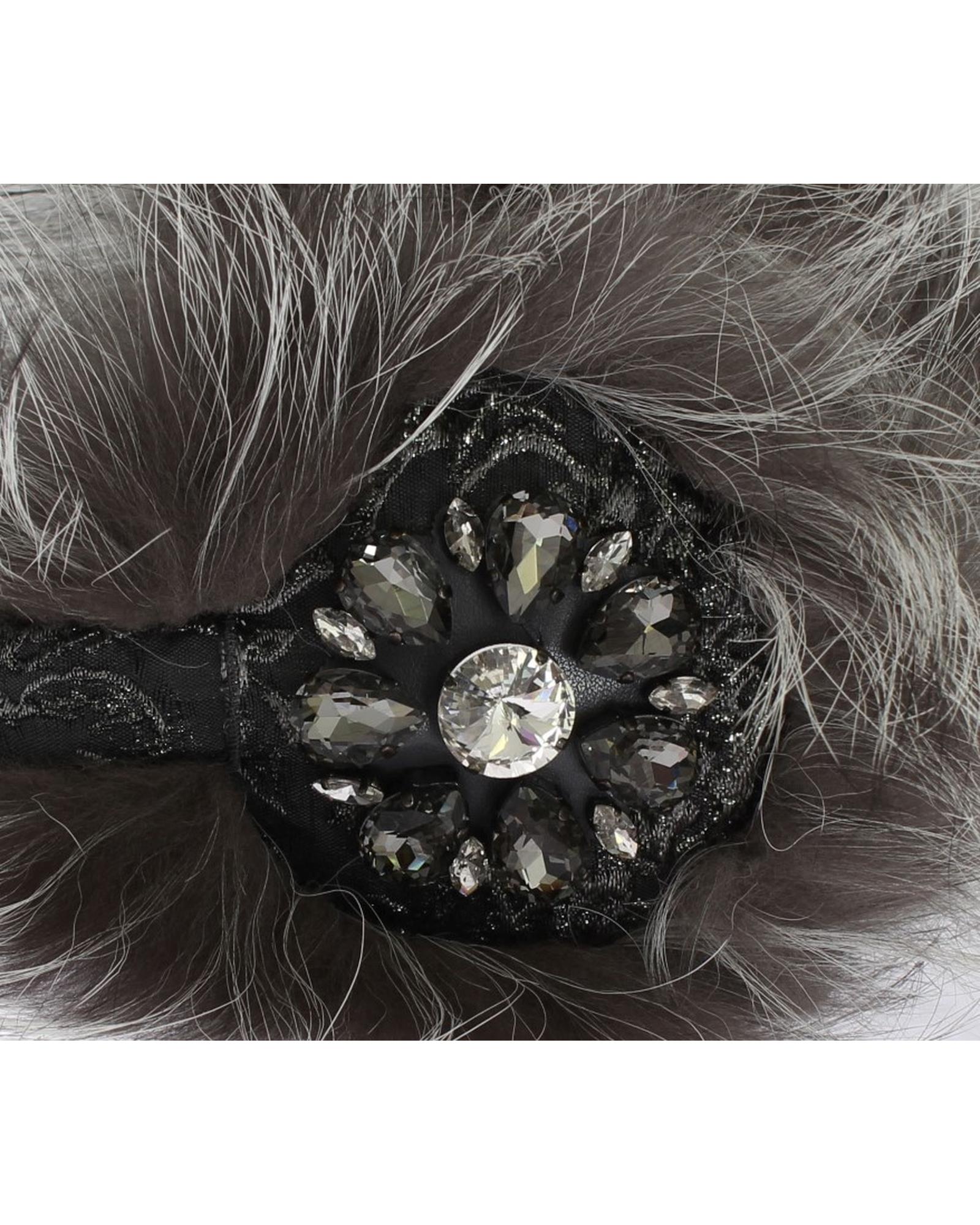 Dolce & Gabbana Crystal Fox Fur Earmuffs One Size Women