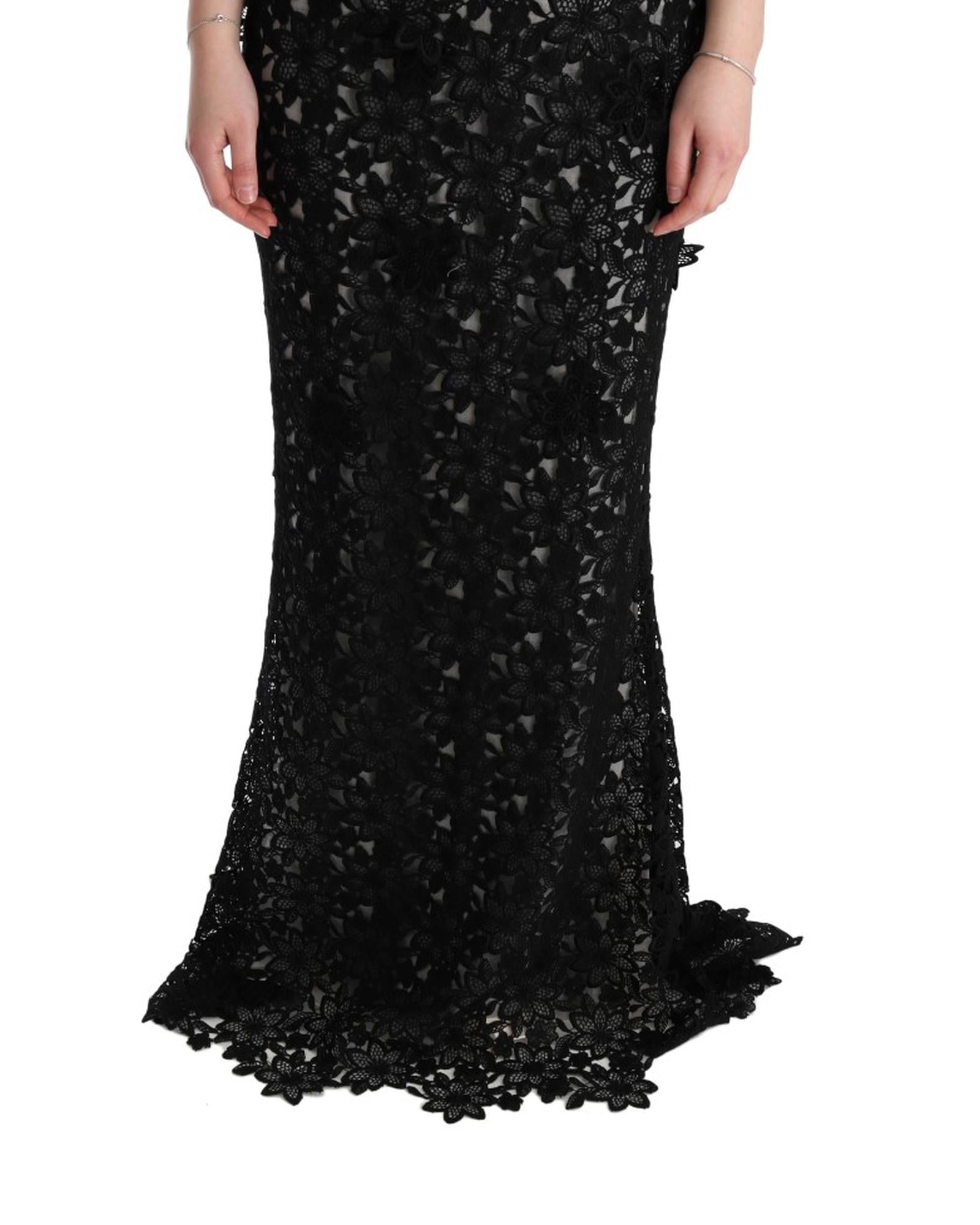 Gorgeous Dolce & Gabbana Full Length Maxi Shift Dress with Floral Applique Ricamo 38 IT Women