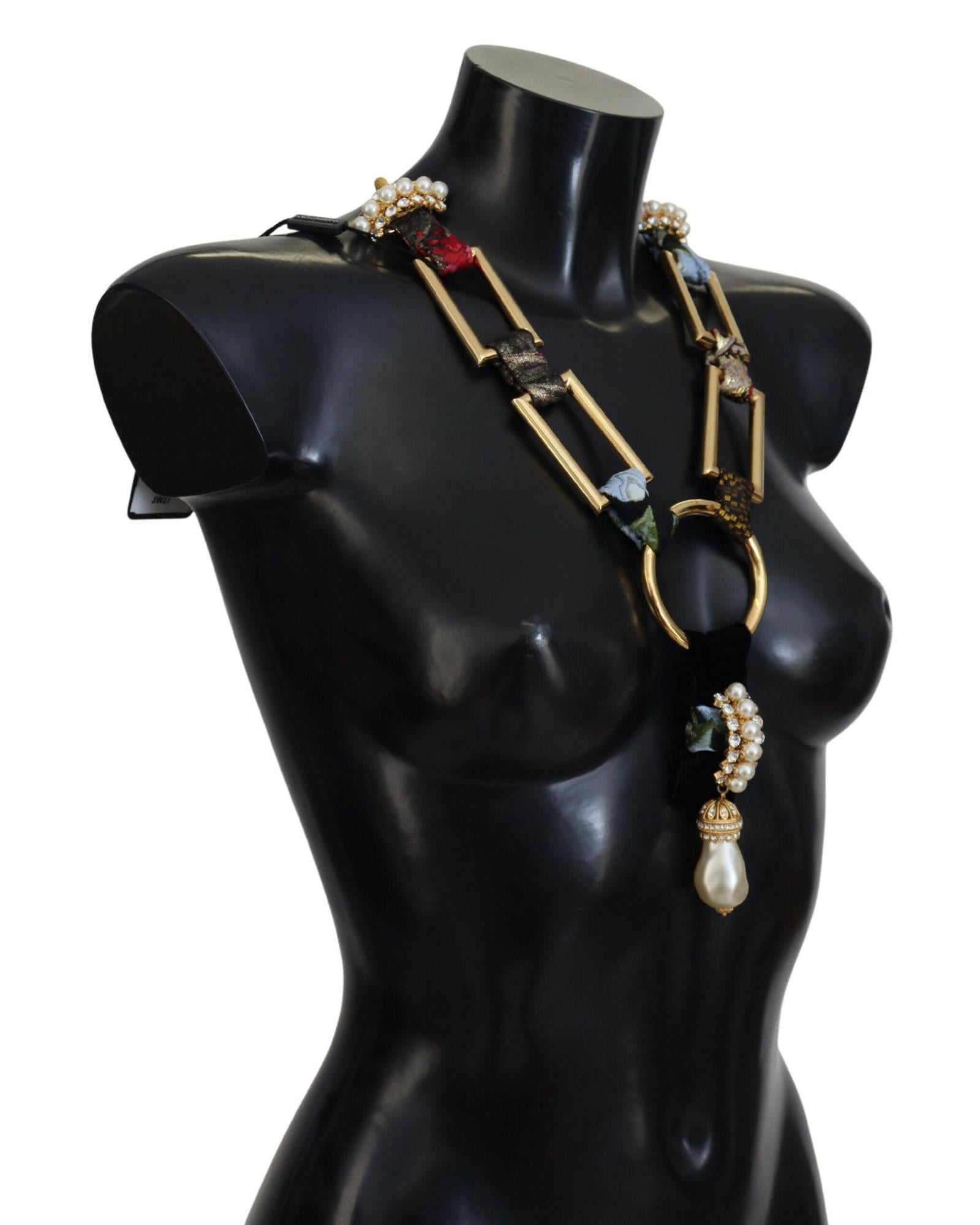 Gorgeous Dolce &amp; Gabbana Gold Brass Pearl Statement Necklace One Size Women