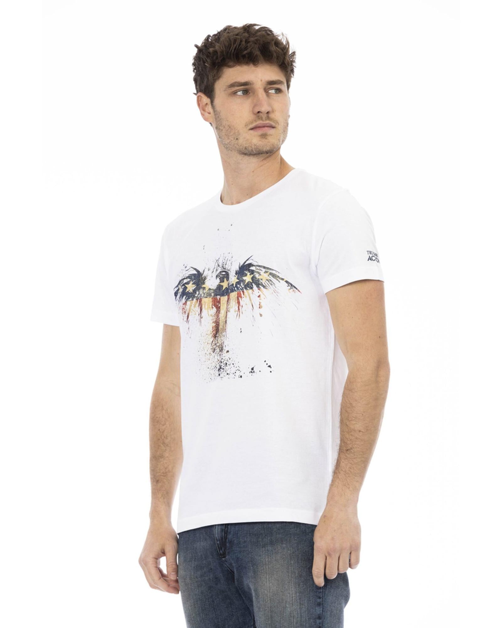 Round Neck Short Sleeve T-shirt with Front Print M Men