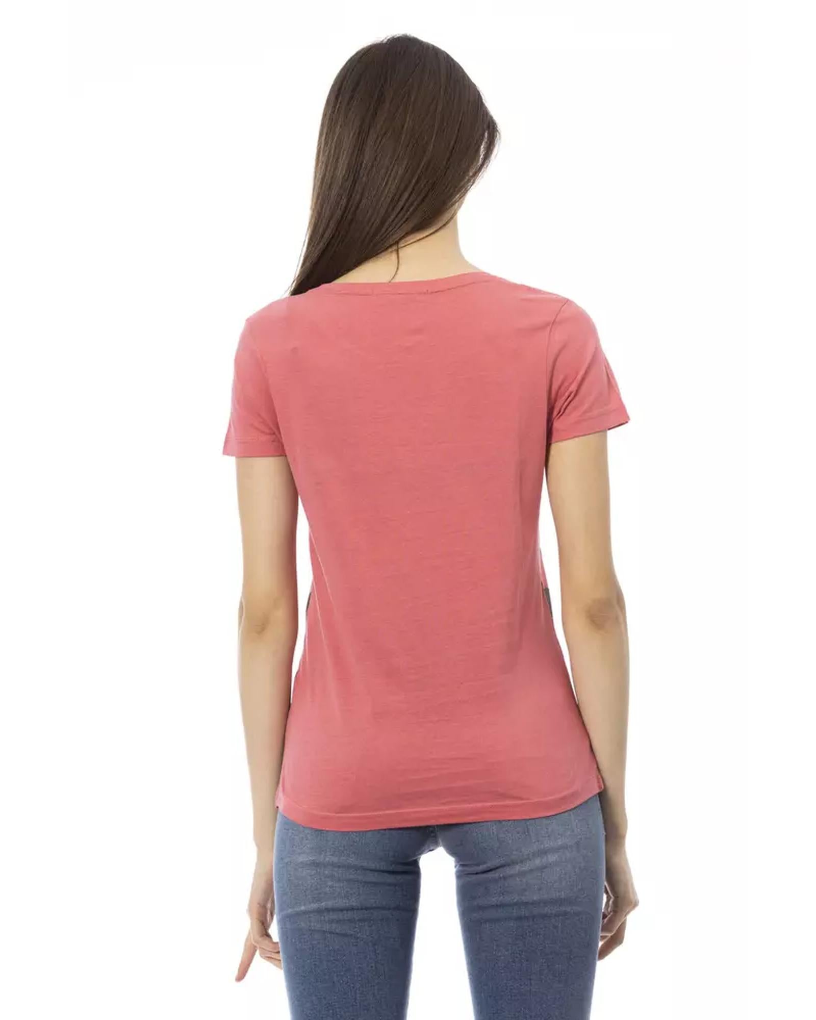 Short Sleeve T-shirt with Round Neck and Front Print M Women