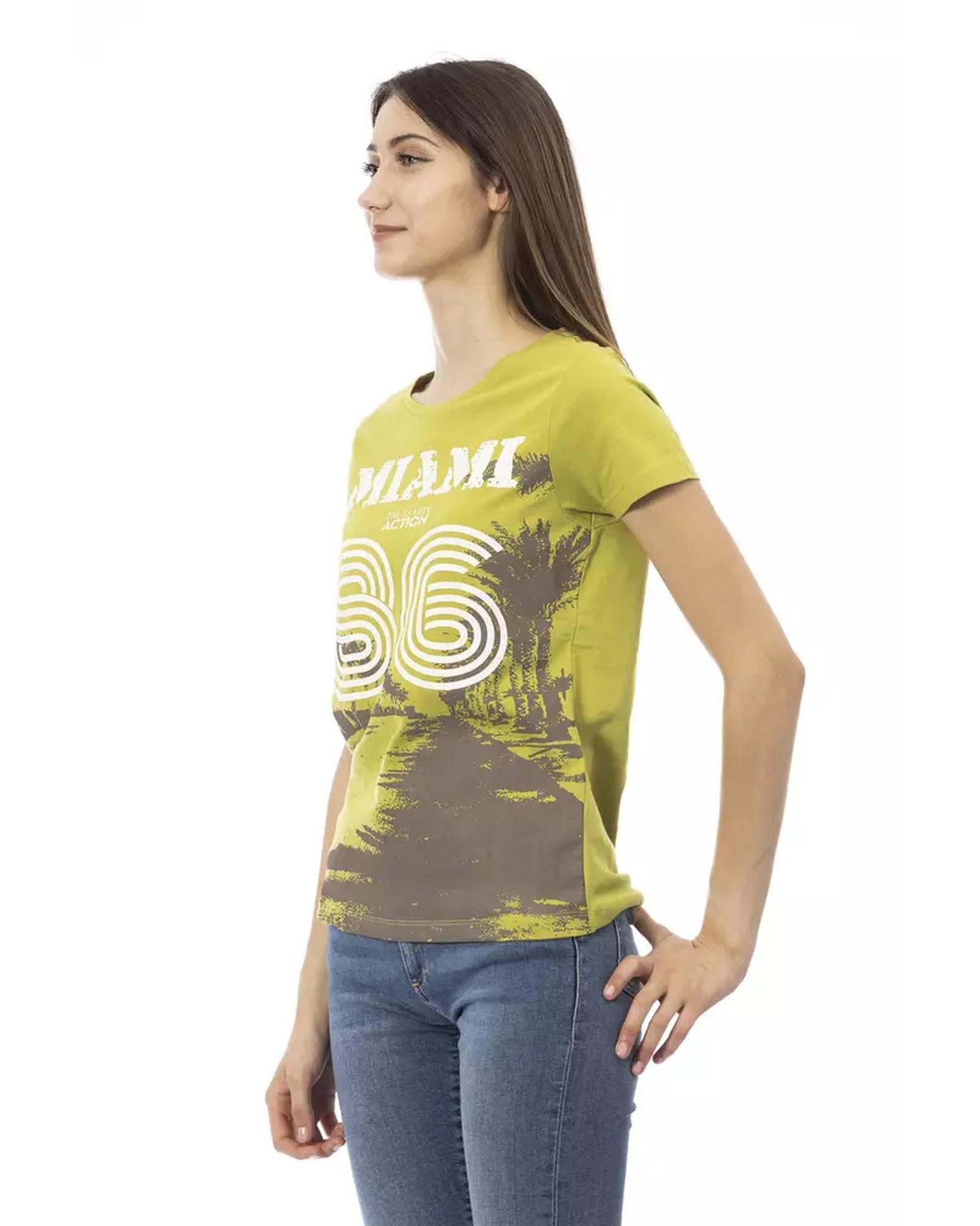 Short Sleeve T-shirt with Round Neck and Front Print XL Women