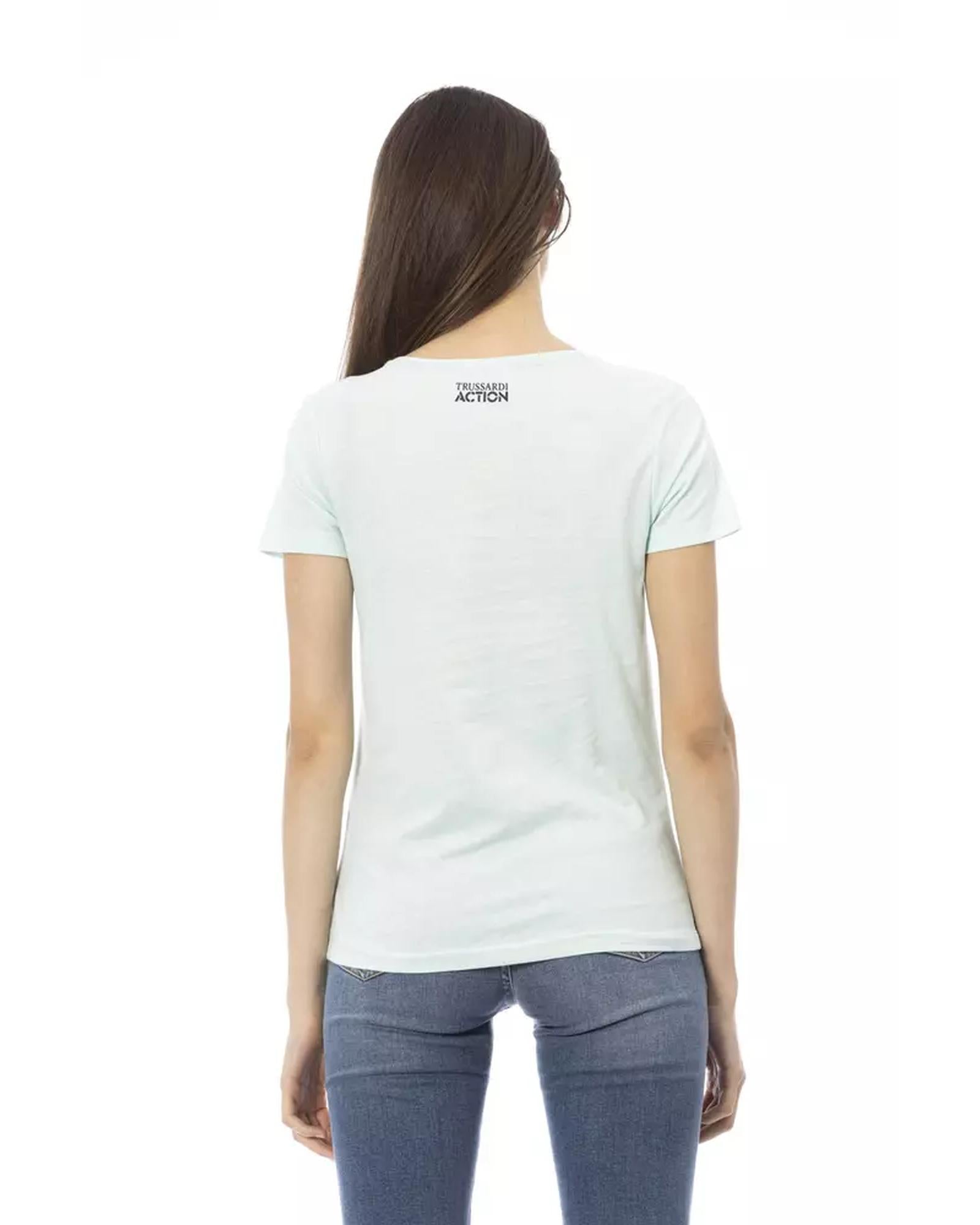 Short Sleeve Round Neck T-shirt with Front Print S Women