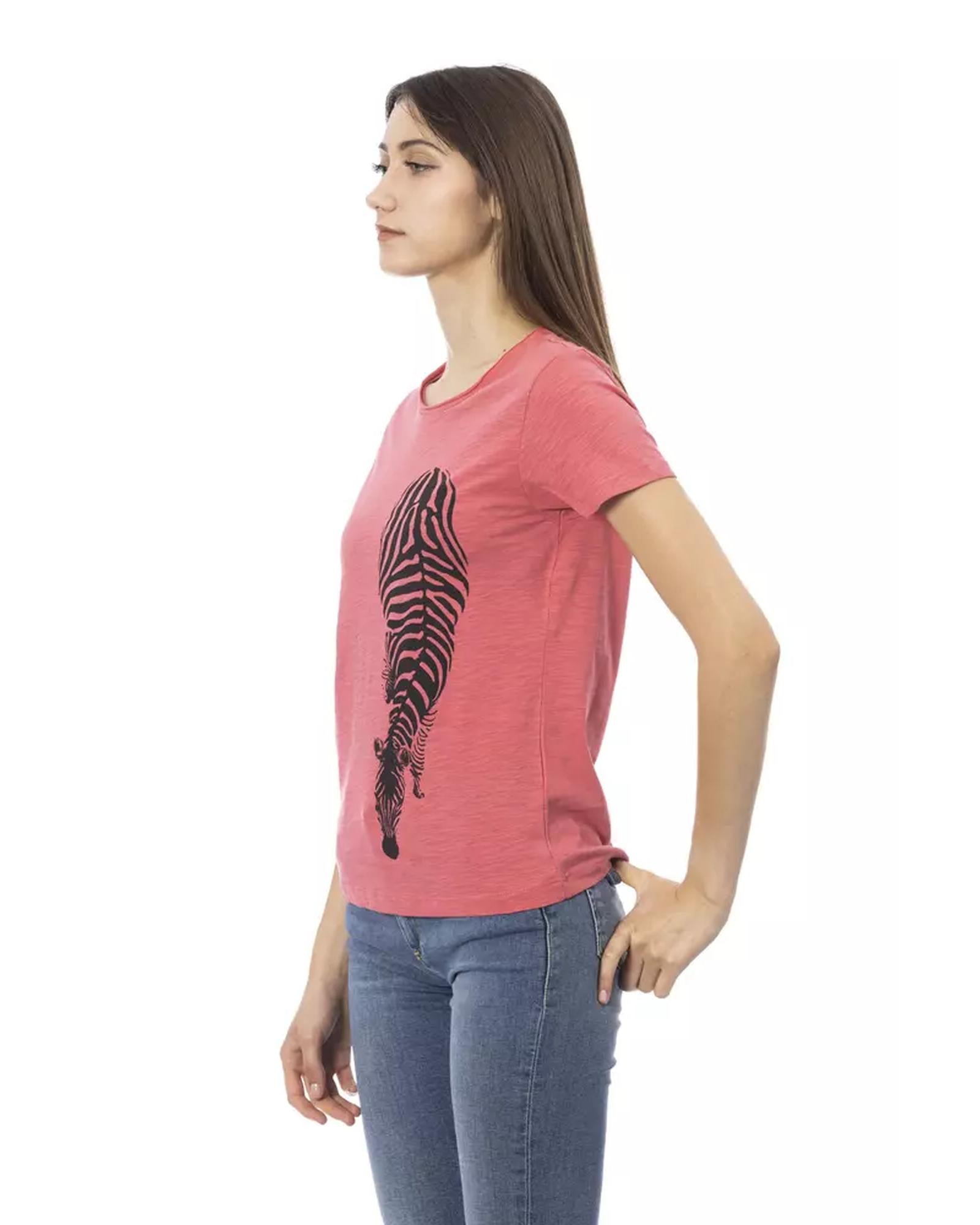 Short Sleeve T-shirt with Round Neck and Front Print M Women