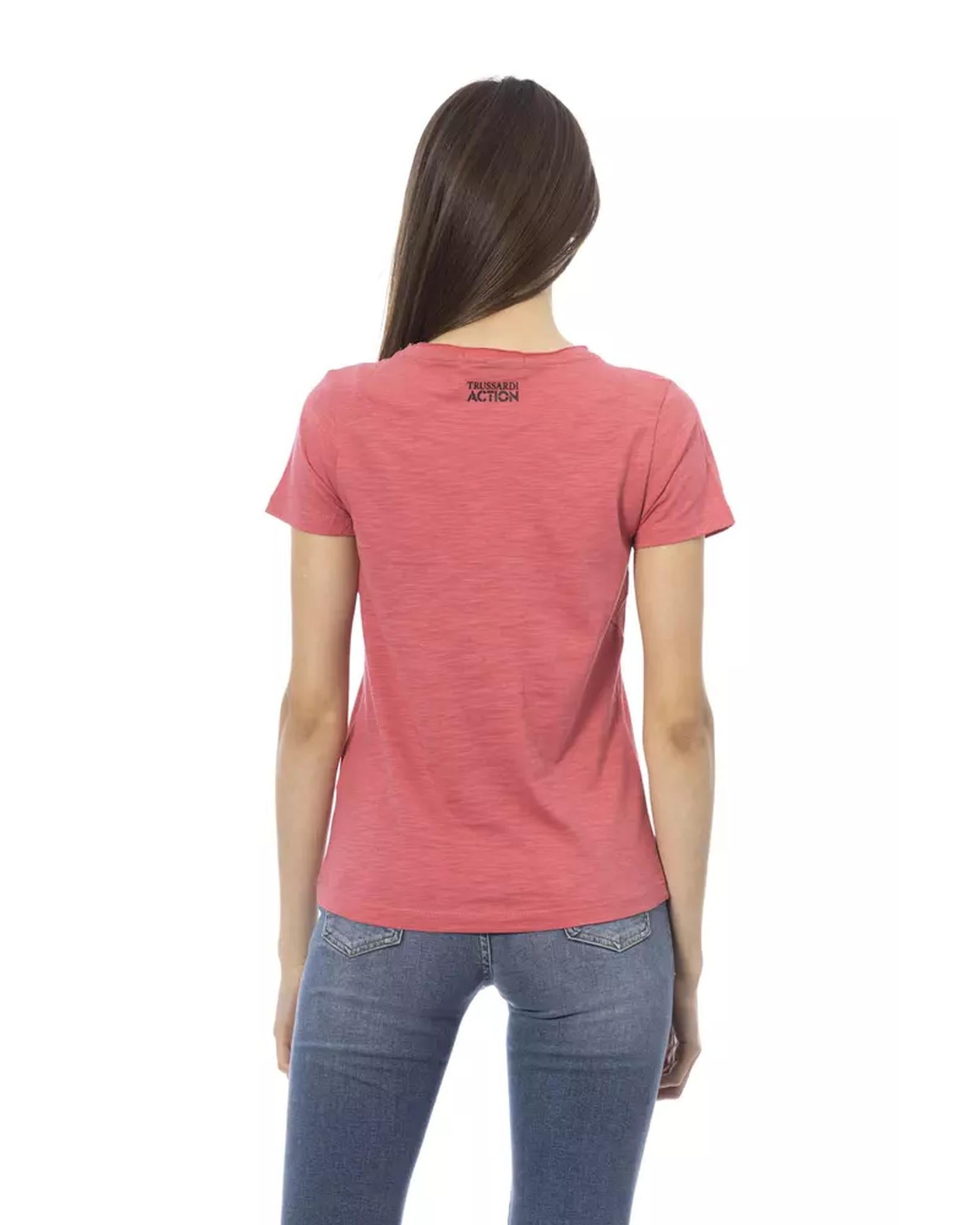 Short Sleeve T-shirt with Round Neck and Front Print M Women
