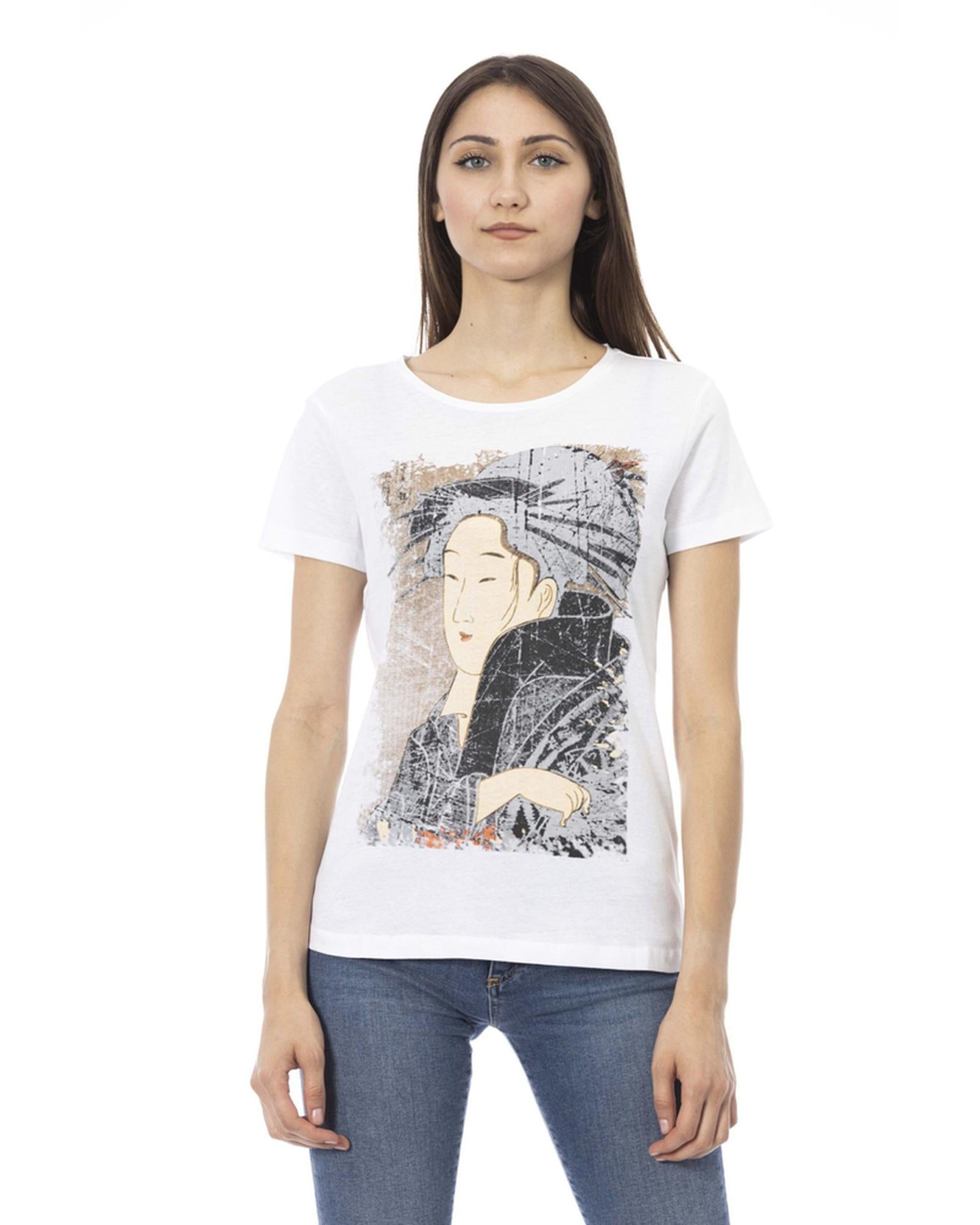 Short Sleeve T-shirt with Round Neck - Front Print XS Women