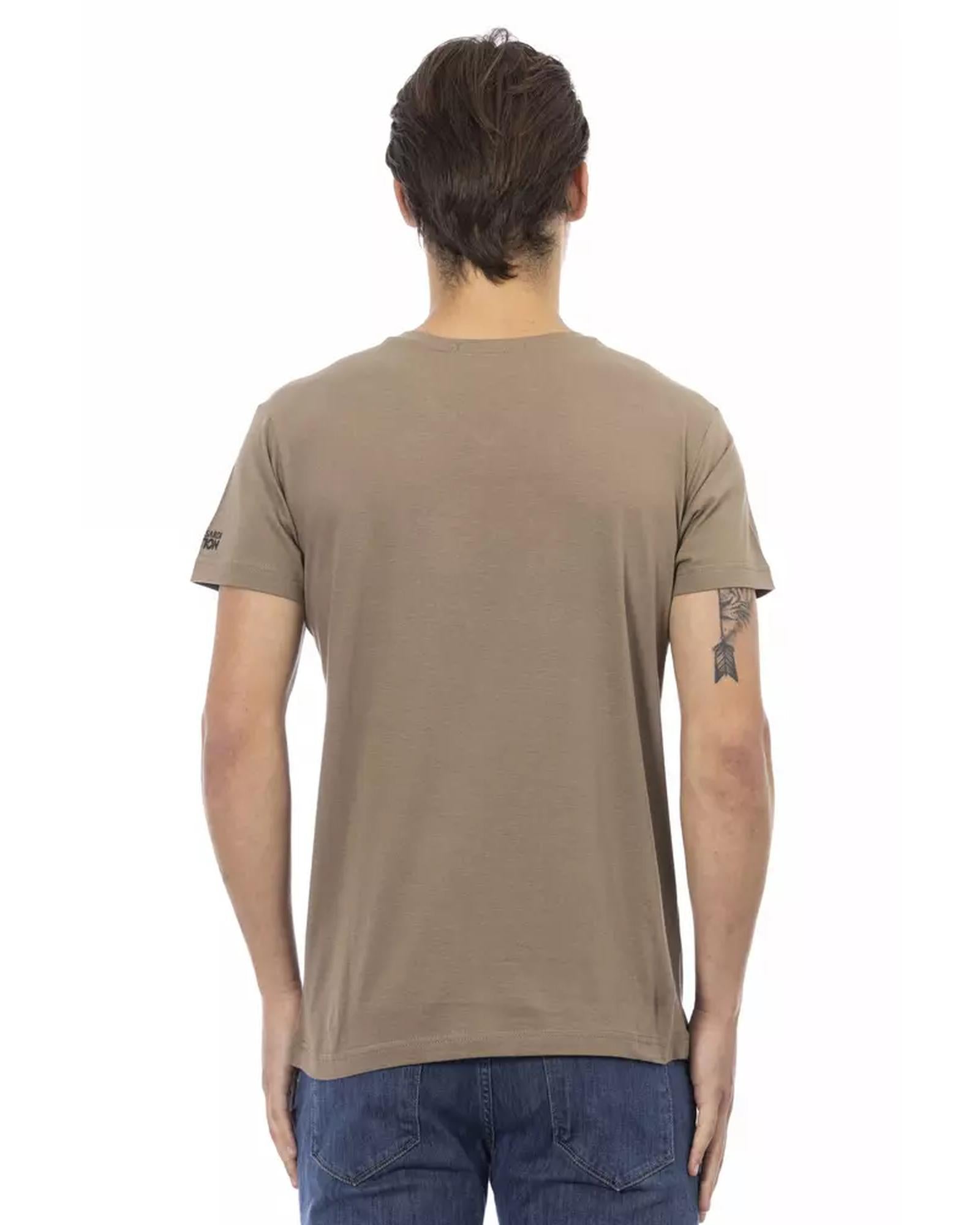 Short Sleeve T-shirt with V-neck and Front Print S Men