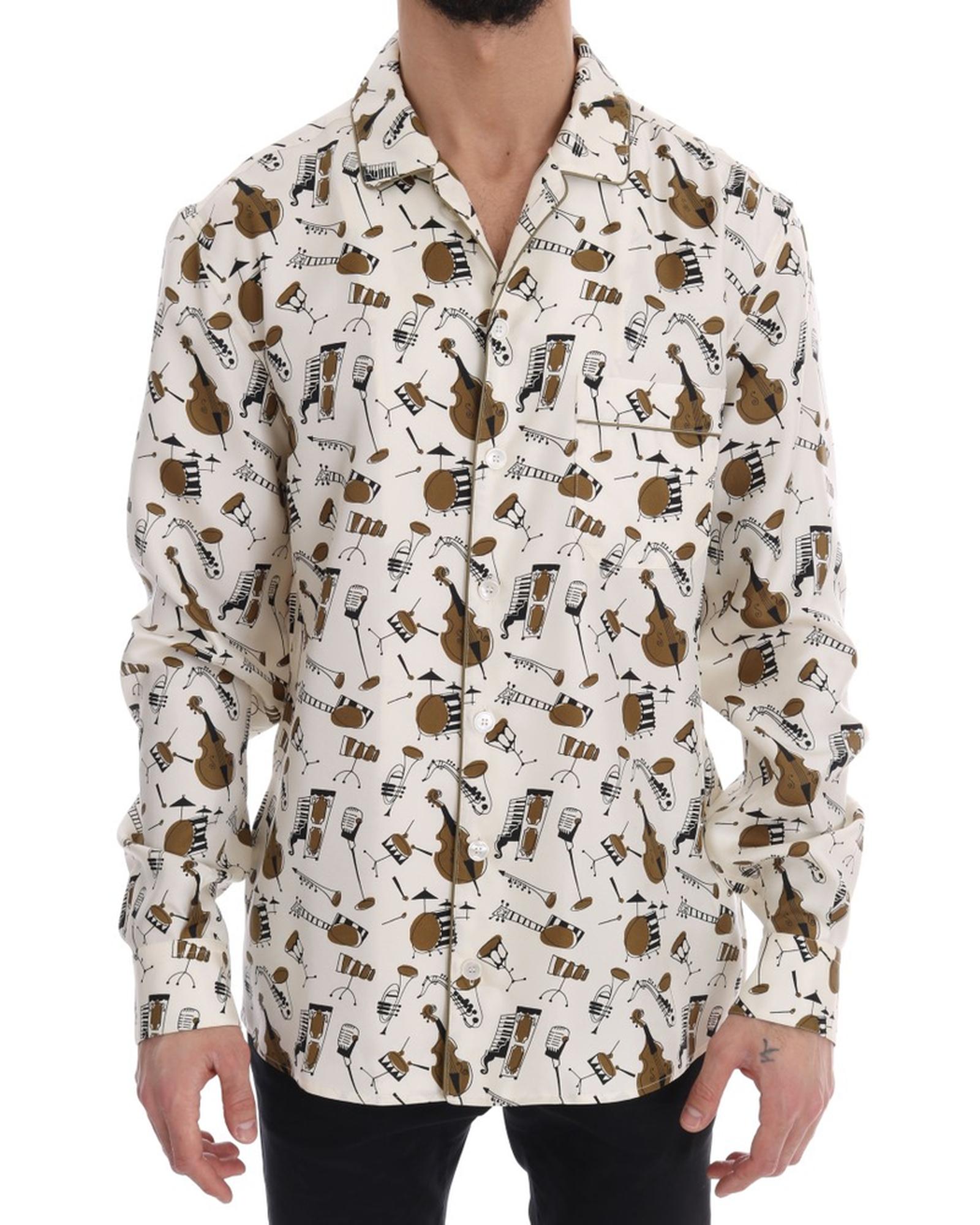 Exclusive Dolce & Gabbana Silk Jazz Motive Shirt 39 EU Men