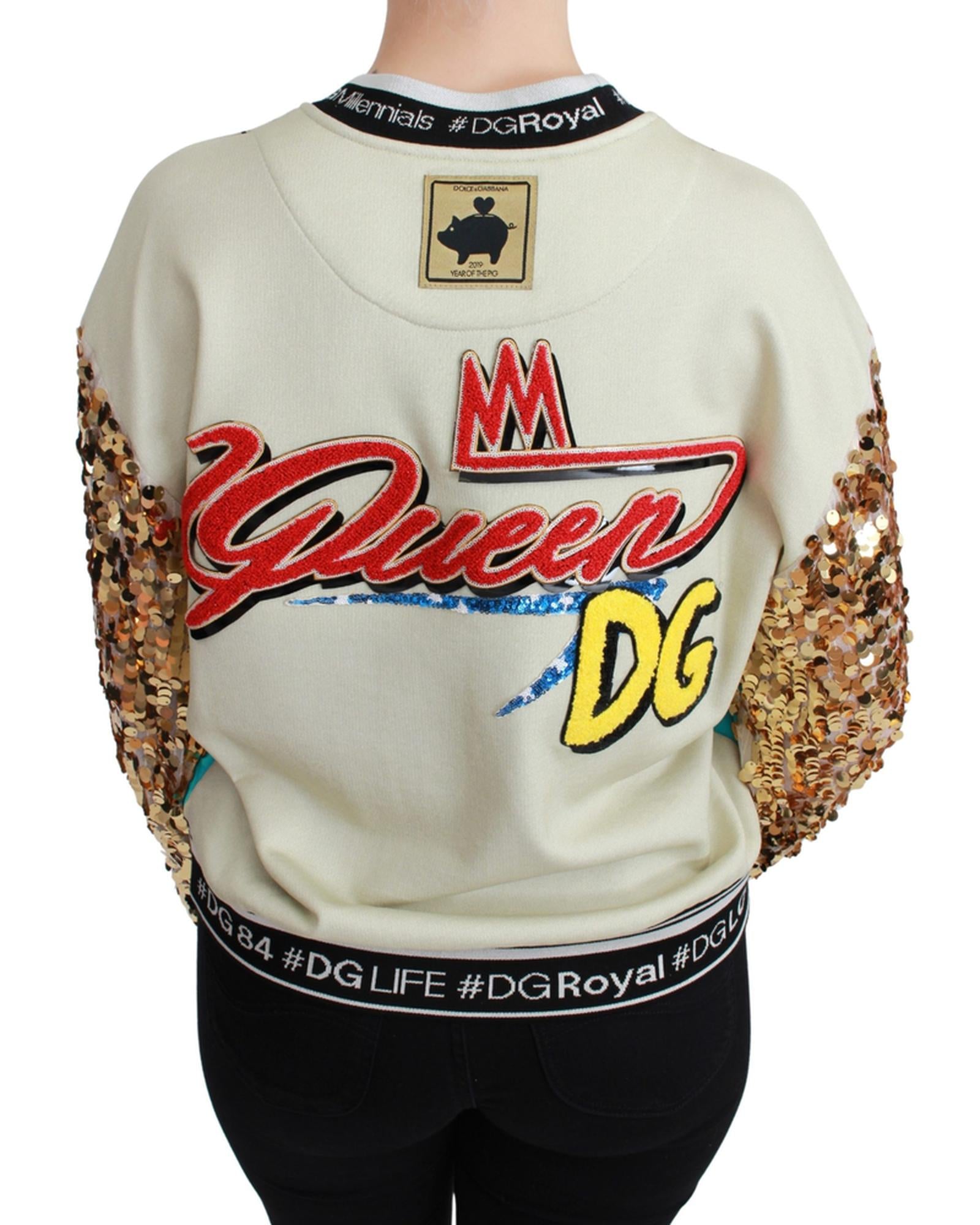 Dolce & Gabbana Crewneck Pullover Sweater with Year of the Pig Motive 42 IT Women