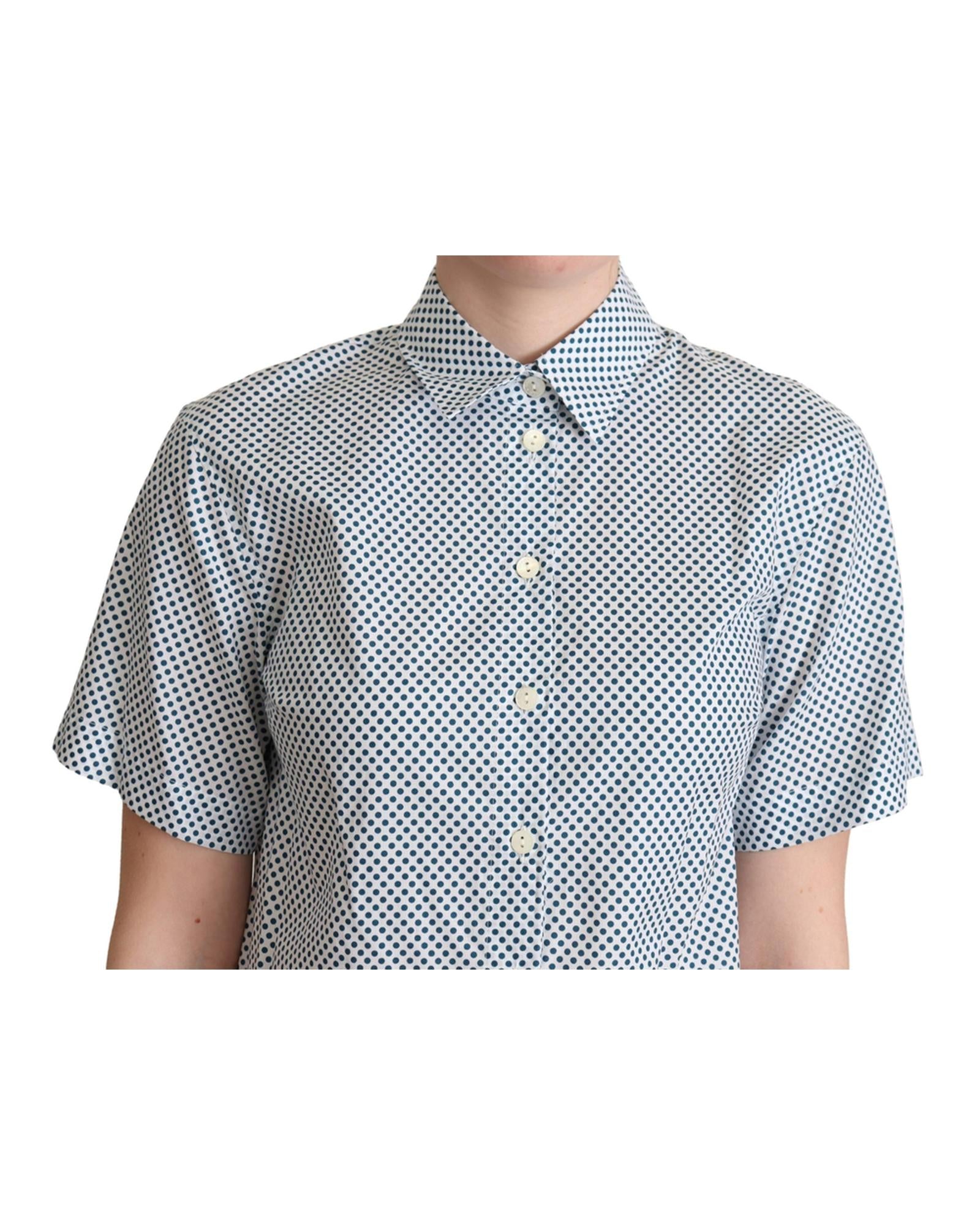 Polka Dot Collared Shirt - Blue 42 IT Women