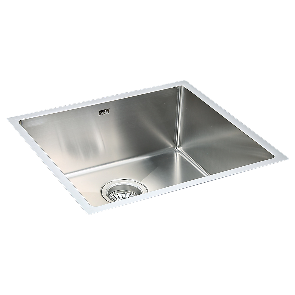 490x440mm Handmade Stainless Steel Undermount / Topmount Kitchen Laundry Sink with Waste