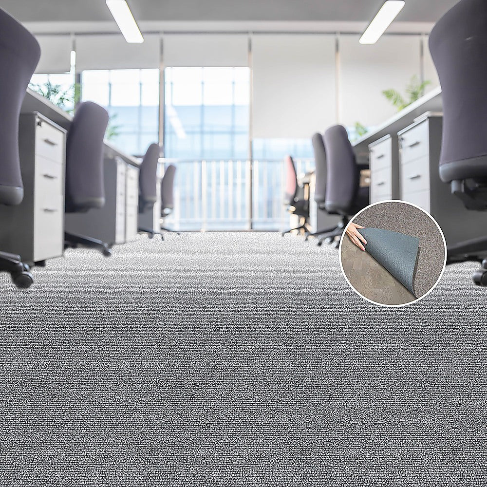 5m 2 Box of Premium Carpet Tiles Commercial Domestic Office Heavy Use Flooring Grey