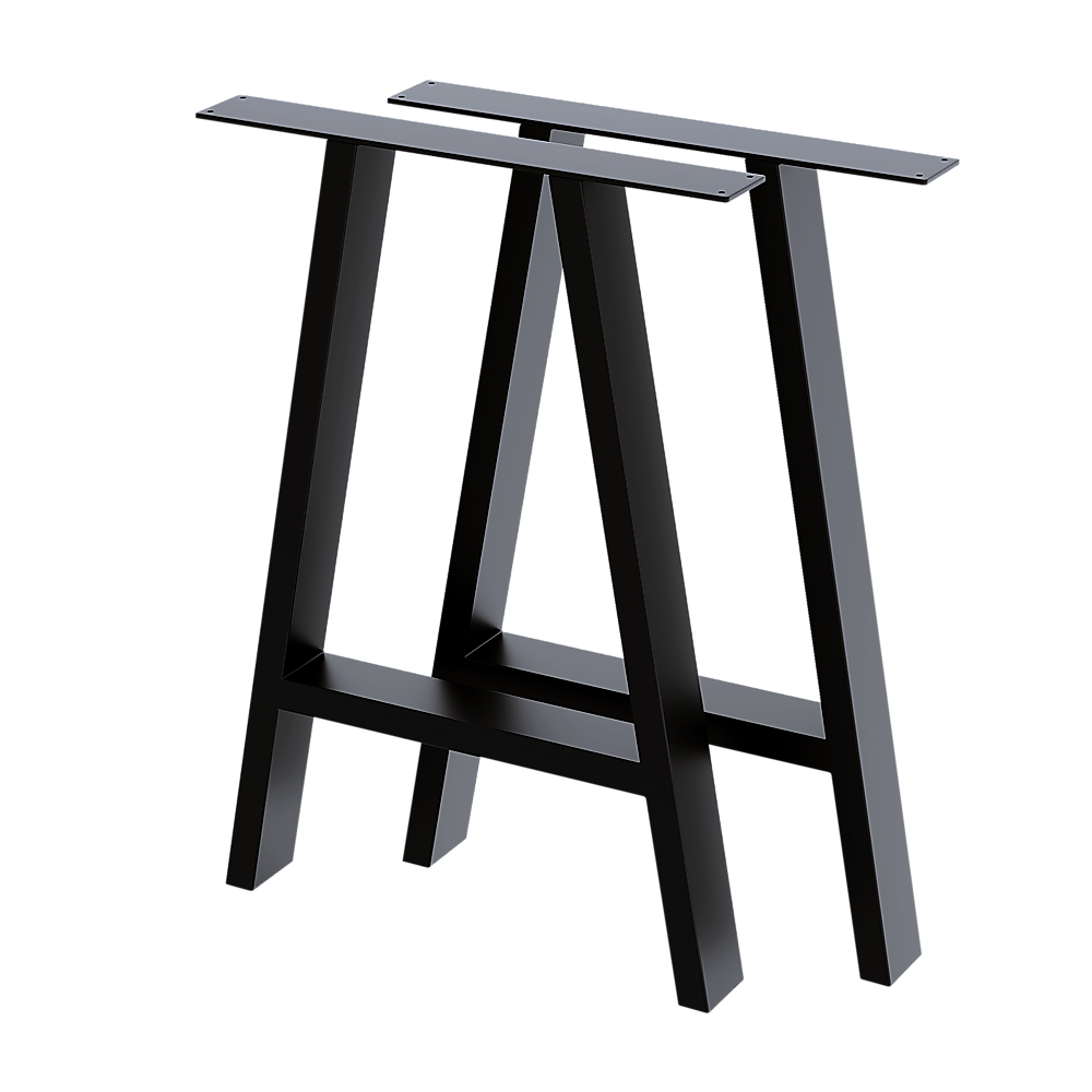2x Rustic Dining Table Legs Steel Industrial Vintage 71cm Black