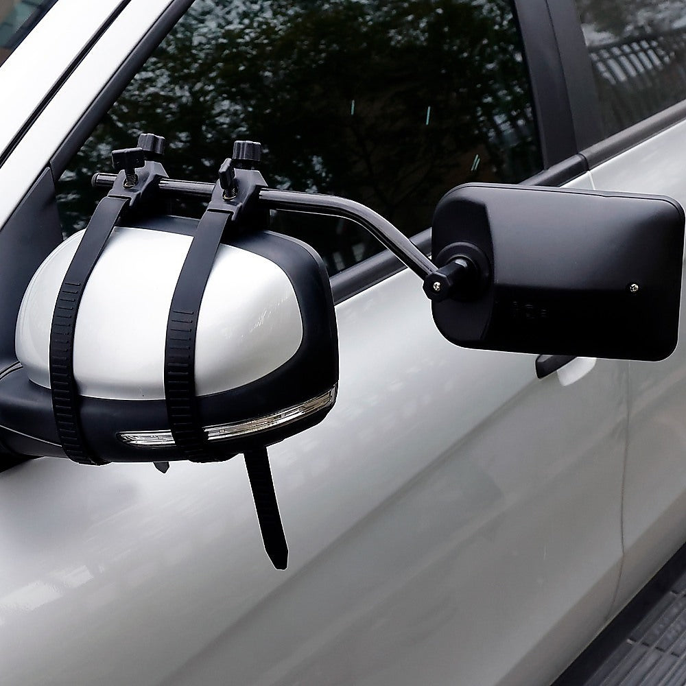 2x Towing Mirrors Pair Clip on Multi Fit Clamp On Towing Caravan 4X4 Trailer
