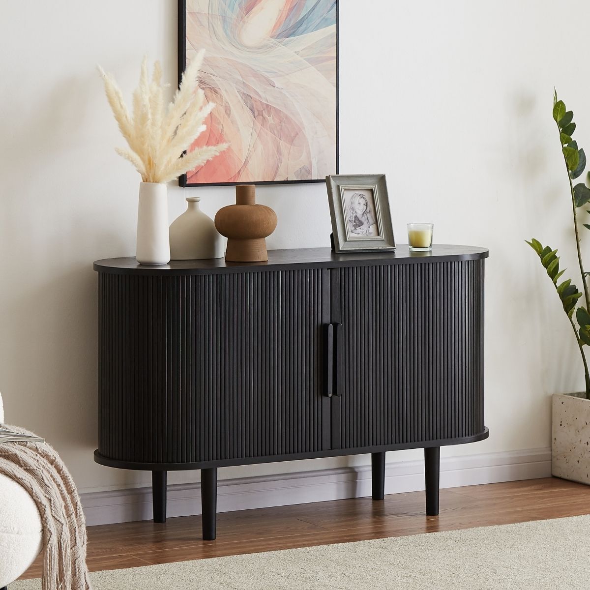 Kate Black Column Wooden Sideboard Table