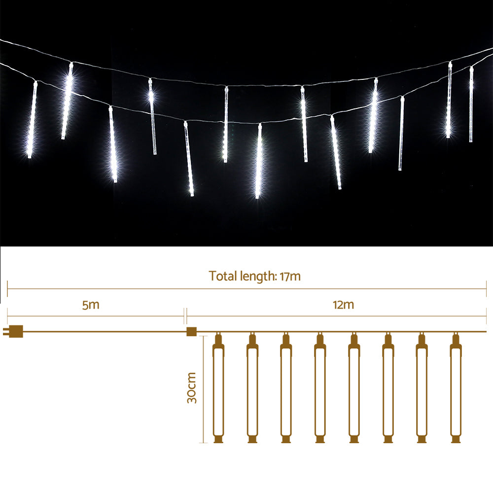 Jingle Jollys Christmas Lights 960 LED 12M Shower Light Icicle Falling Metor