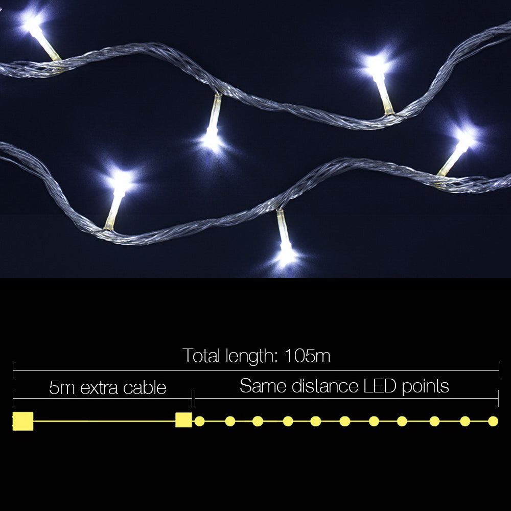 Jingle Jollys Christmas Lights 500 LED 100M String Light Cool White Decorations