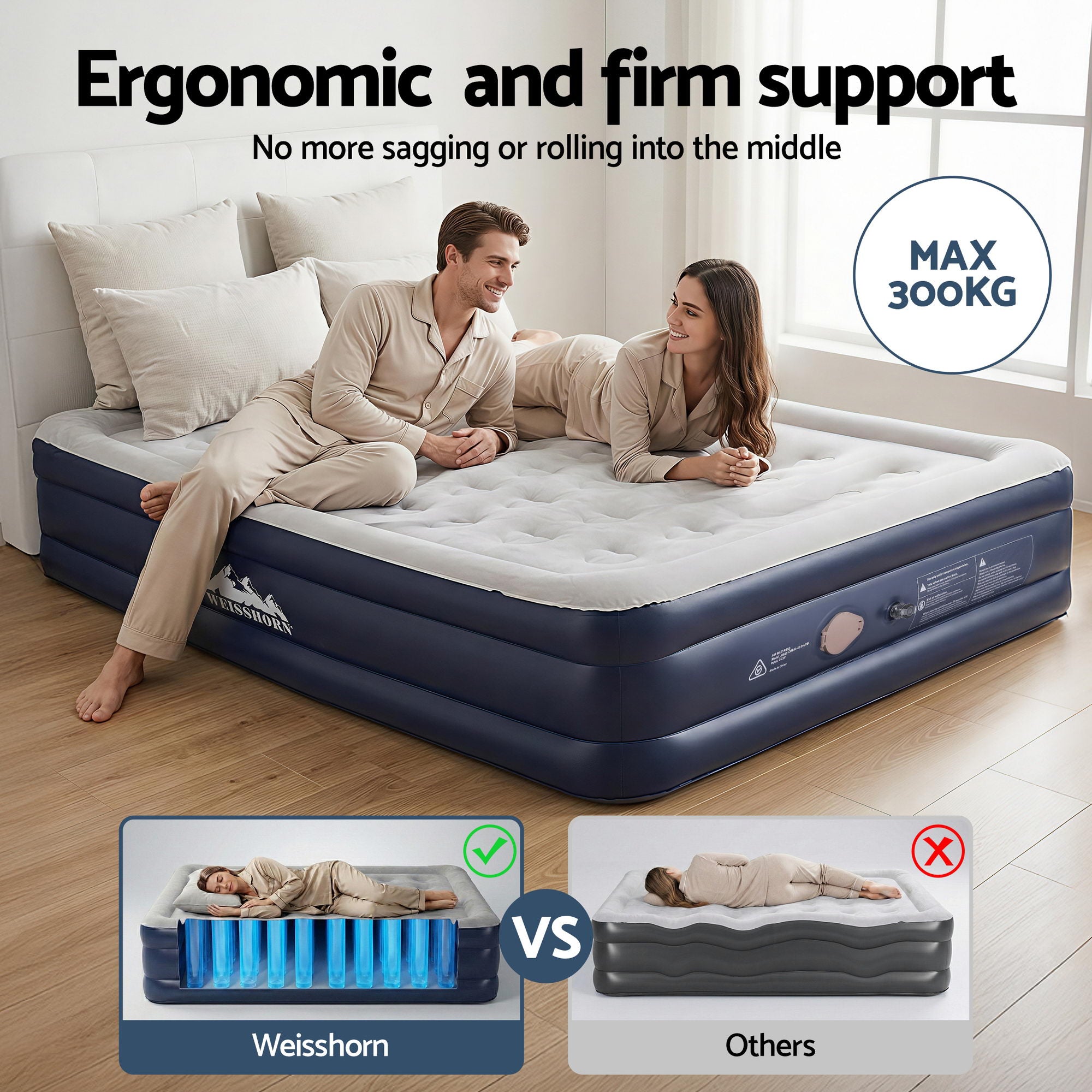 Weisshorn Air Mattress Queen Inflatable Bed 46cm Air bed Cube