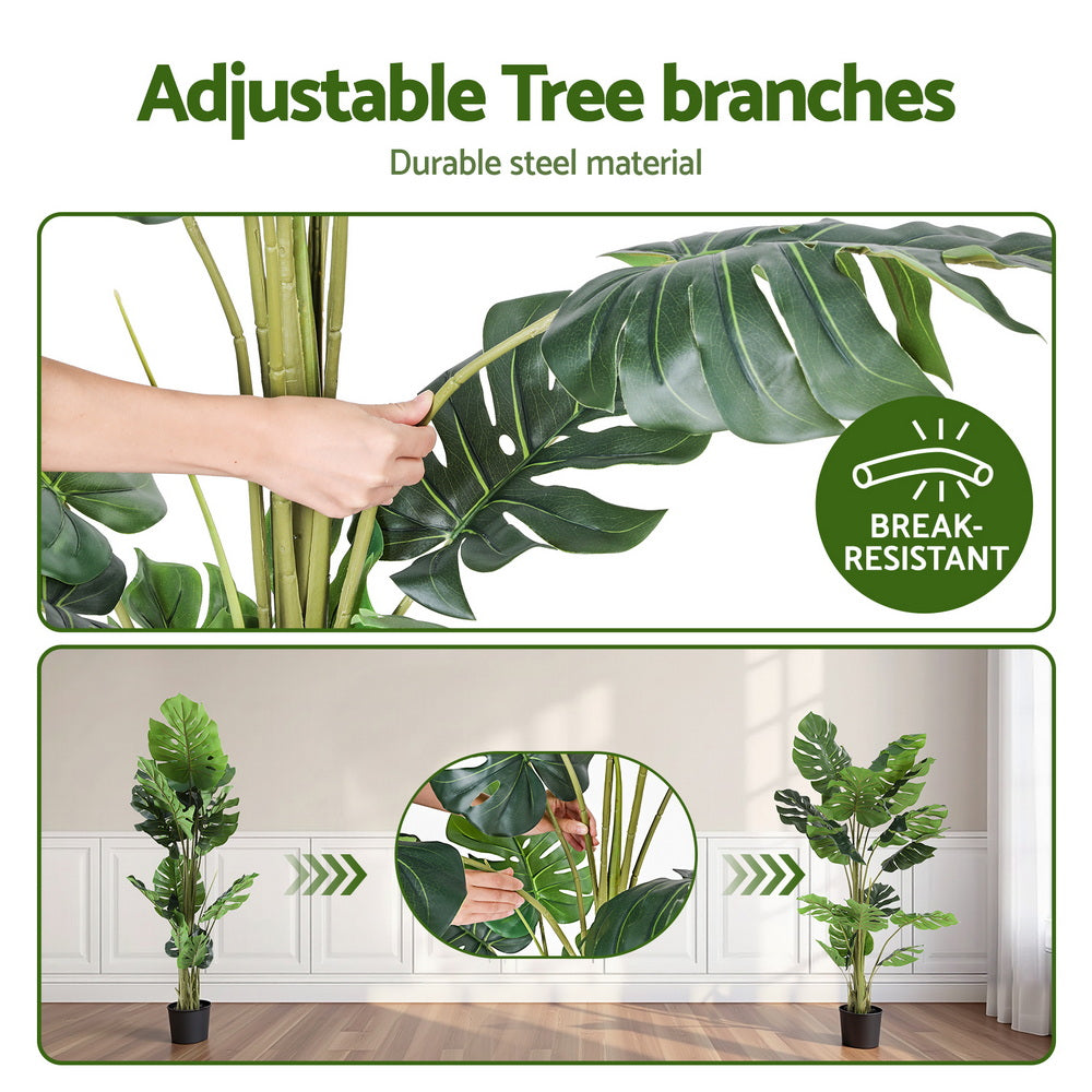 Artiss 140cm Artificial Monstera Tree Faux Trees Indoor Decor Artificial Plants Lifelike Plant 1.4M