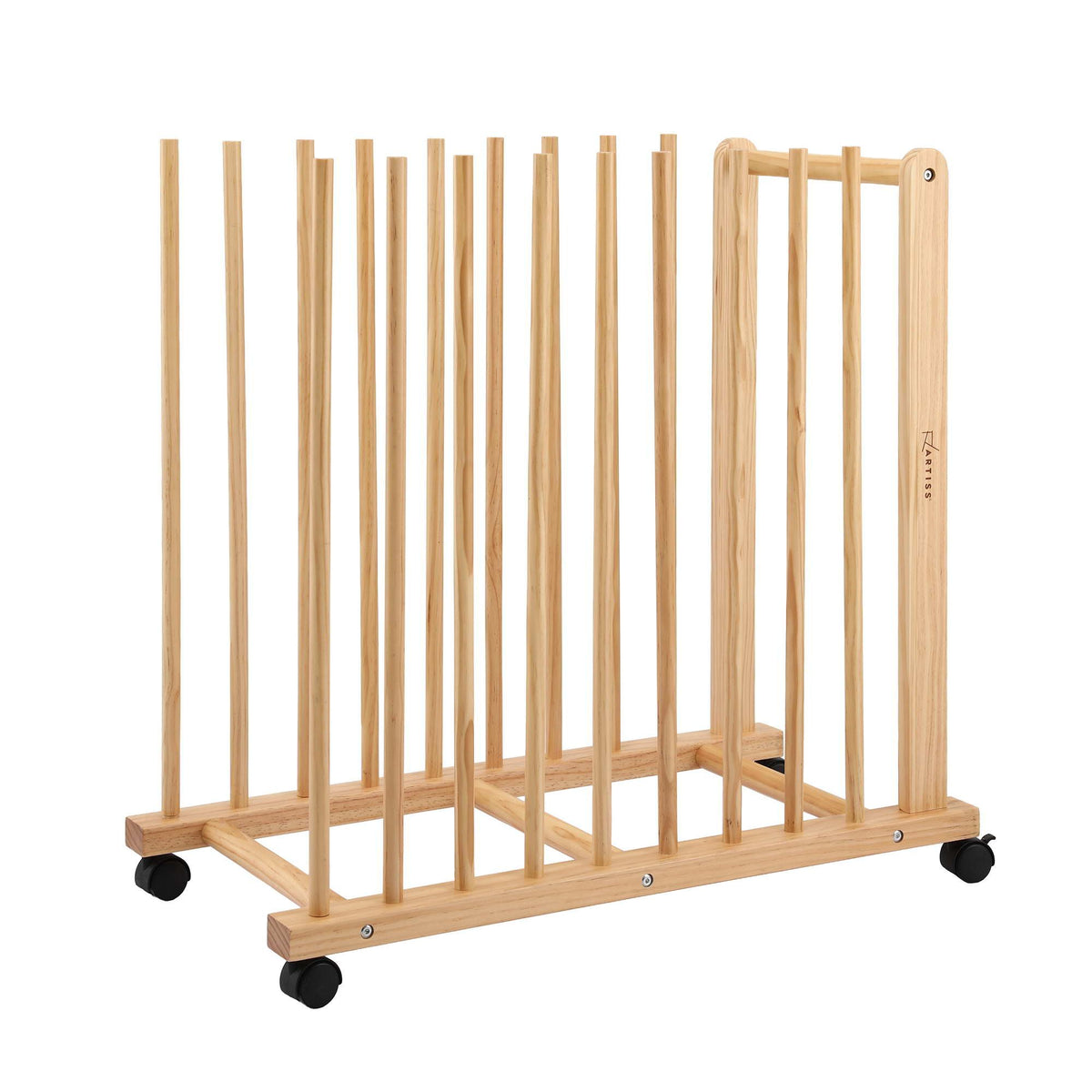 Artiss Art Drying & Storage Rack with Caster Wheels, Solid Wood Adjustable Slots Rack for Drawing Boards, Panels, Paintings, Artworks Display