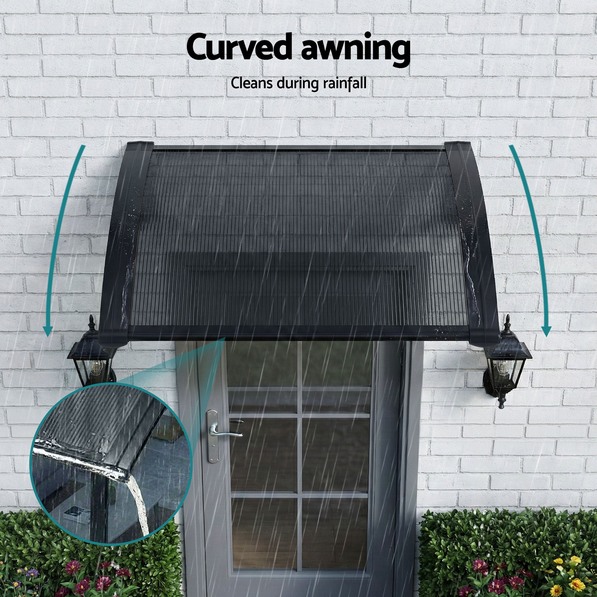 Instahut Window Awning Drainage 0.6mx0.6m Outdoor Grey