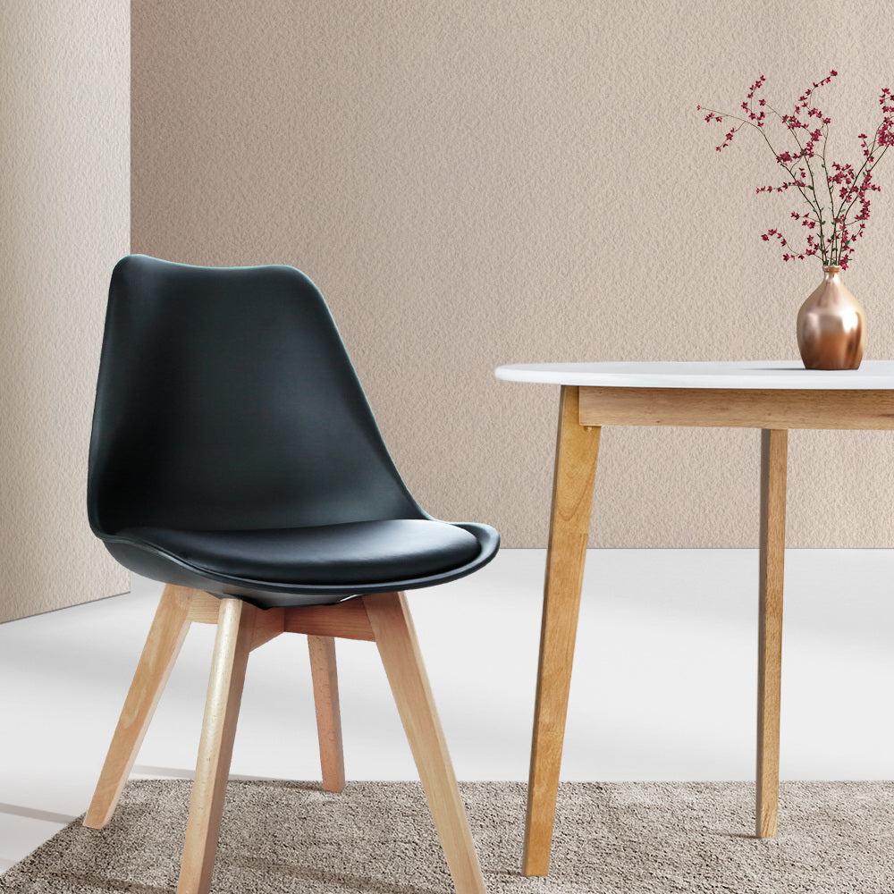Artiss Dining Chairs Set of 4 Black Leather DSW