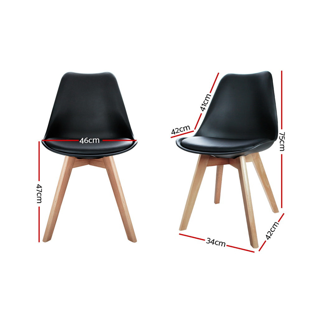 Artiss Dining Chairs Set of 4 Black Leather DSW