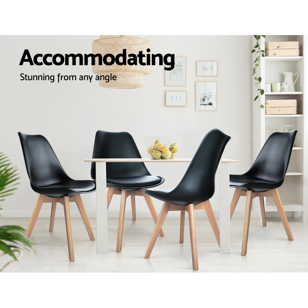 Artiss Dining Chairs Set of 4 Black Leather DSW