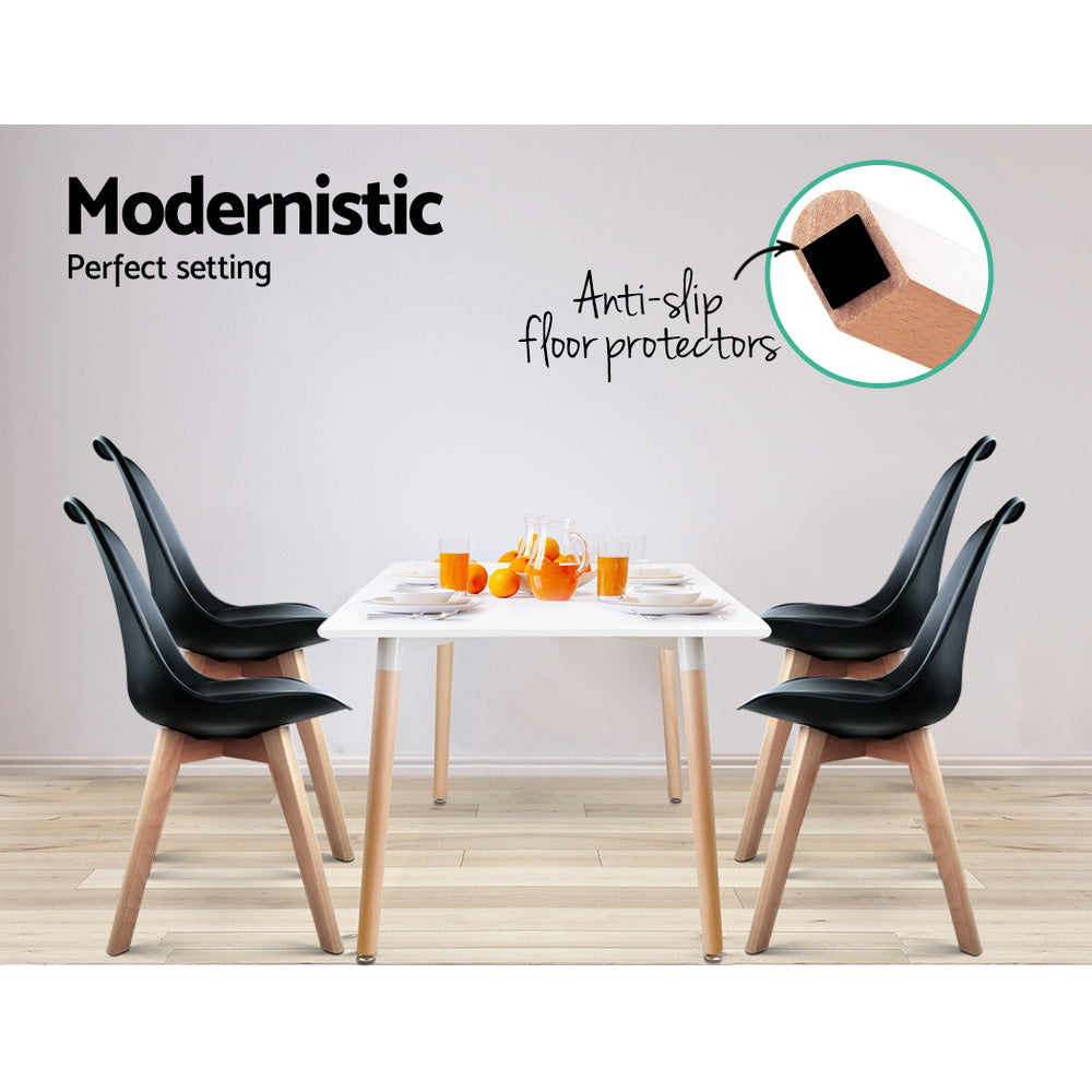 Artiss Dining Chairs Set of 4 Black Leather DSW