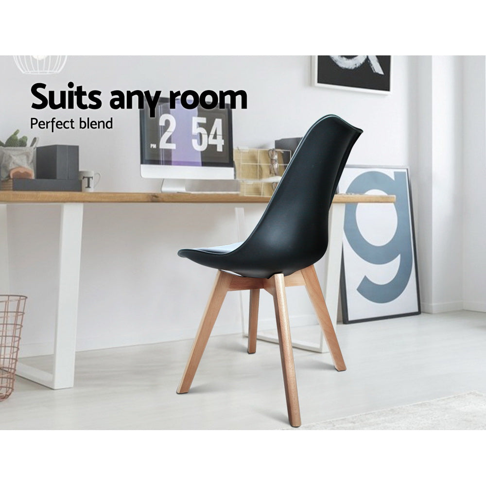 Artiss Dining Chairs Set of 4 Black Leather DSW