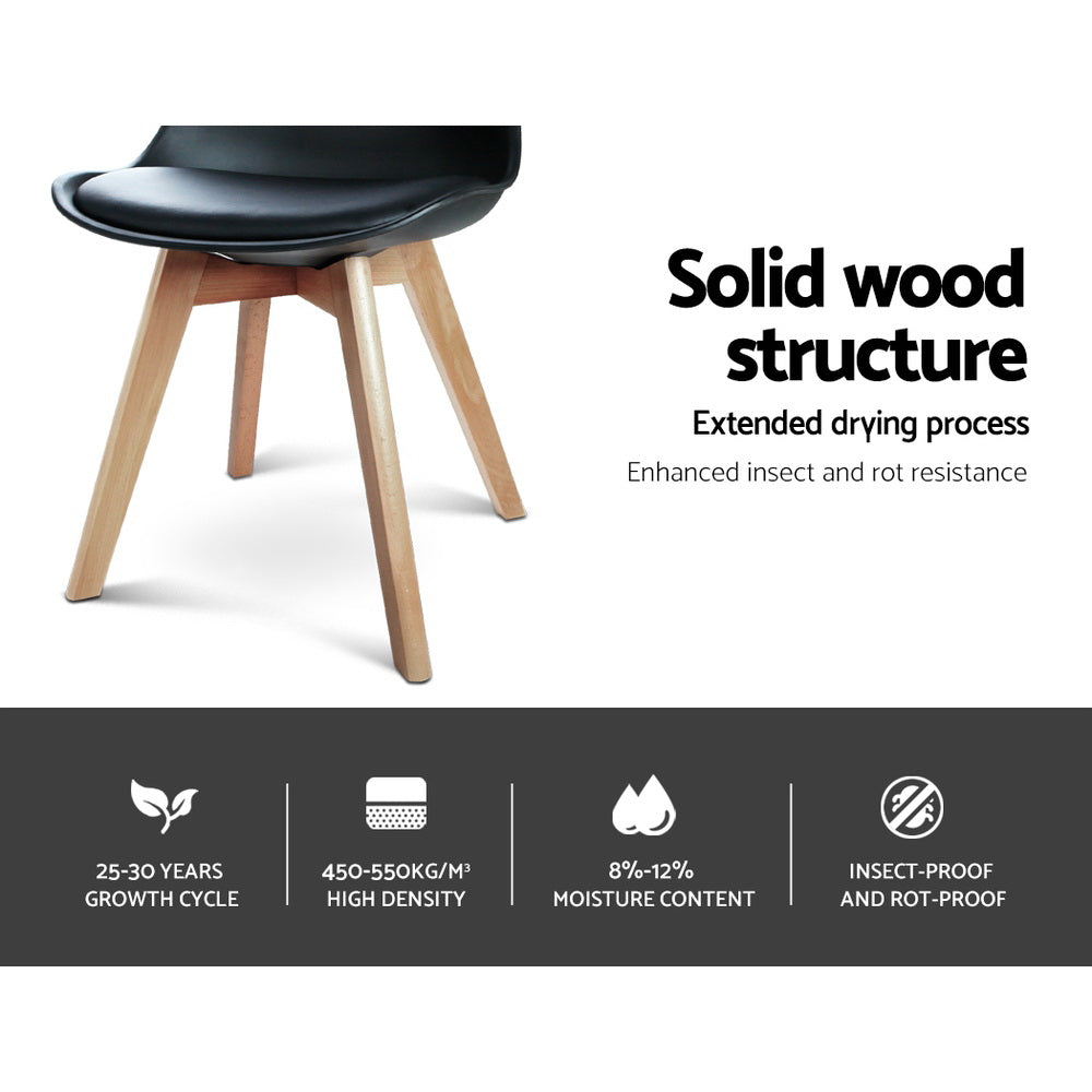 Artiss Dining Chairs Set of 4 Black Leather DSW