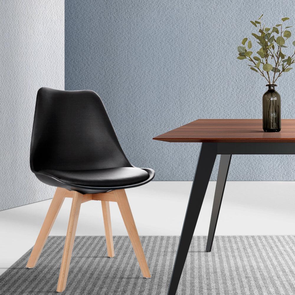 Artiss Dining Chairs Set of 4 Black Leather DSW