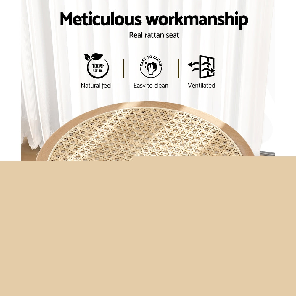 Artiss 2x Bar Stoosl Rattan Seat Wooden