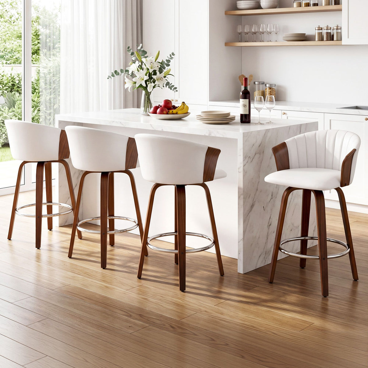Artiss Wooden Bar Stools Set of 4 Swivel Kitchen Counter Stools Chair 66cm