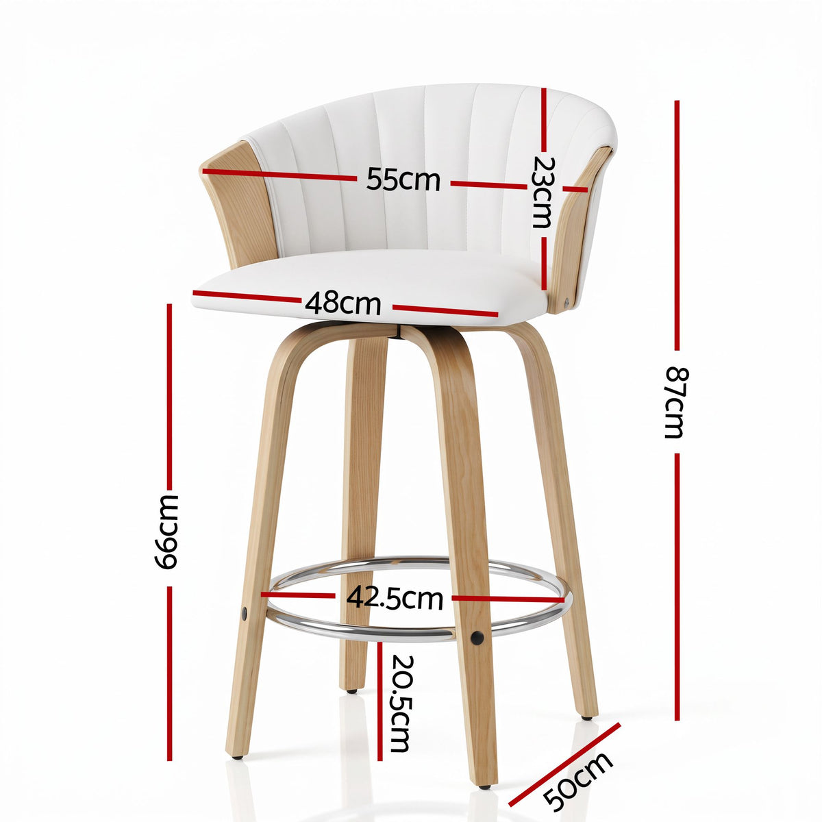 Artiss Wooden Bar Stools Set of 3 Swivel Kitchen Counter Stools Chair 66cm