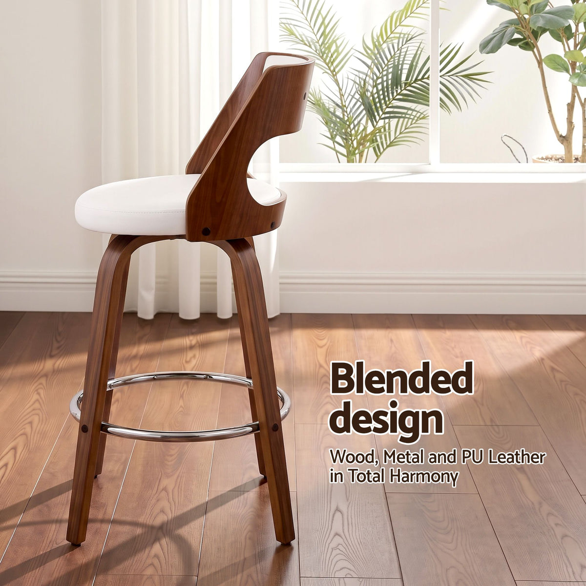 Artiss Wooden Bar Stools Set of 2 Swivel Kitchen Counter Stools Chair 65cm
