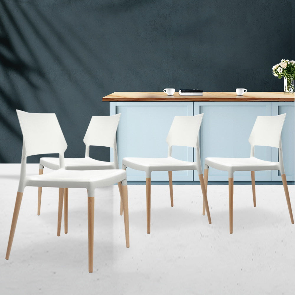 Artiss Dining Chairs White Stackable Set of 4